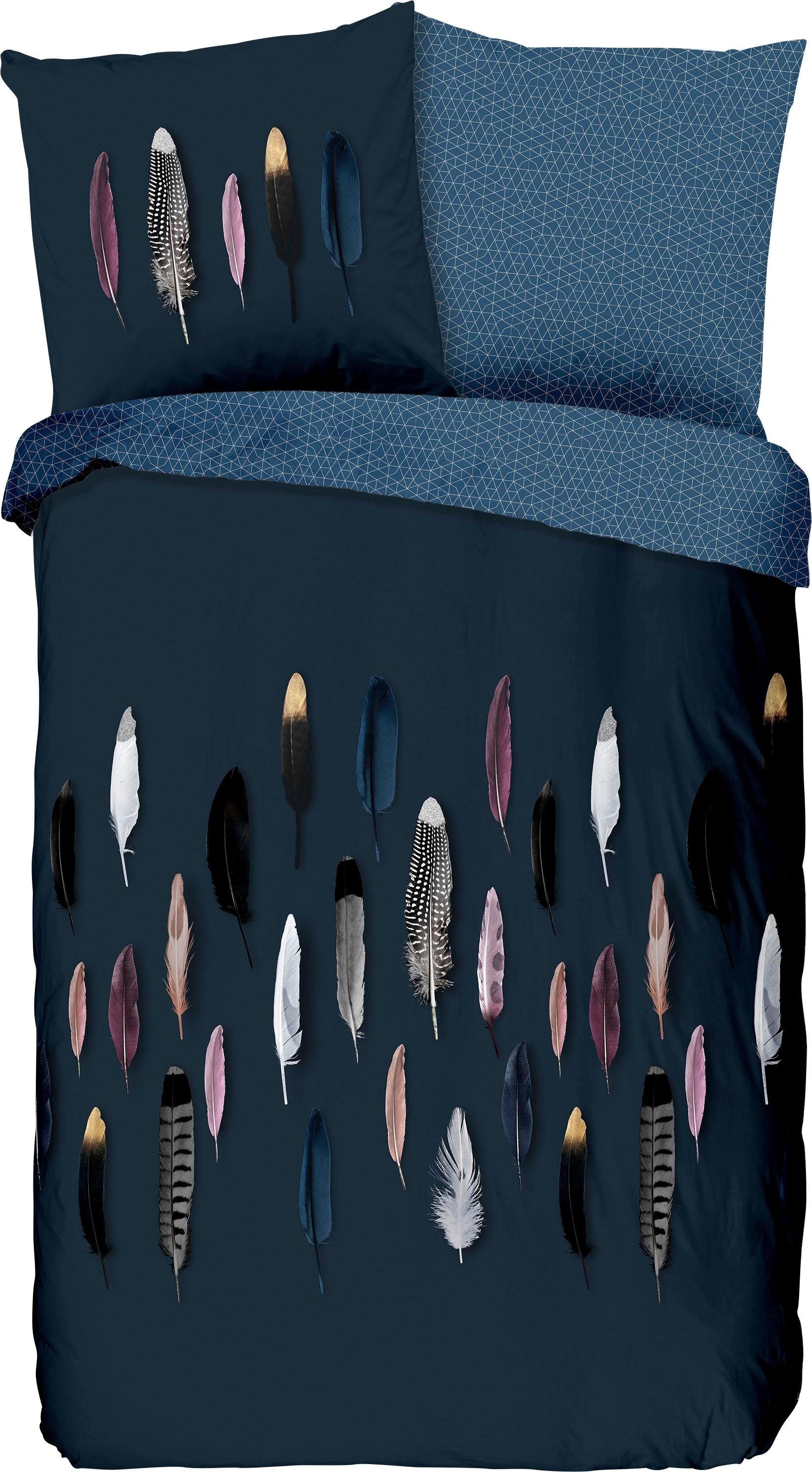 good morning Wendebettwäsche »Feathers in Renforce Qualität, 100% Baumwolle, Bett- und Kopfkissenbezug mit Reissverschluss, Kinder- und Jugendbettwäsche, Winter- und Sommerbettwäsche«, (3 tlg.)