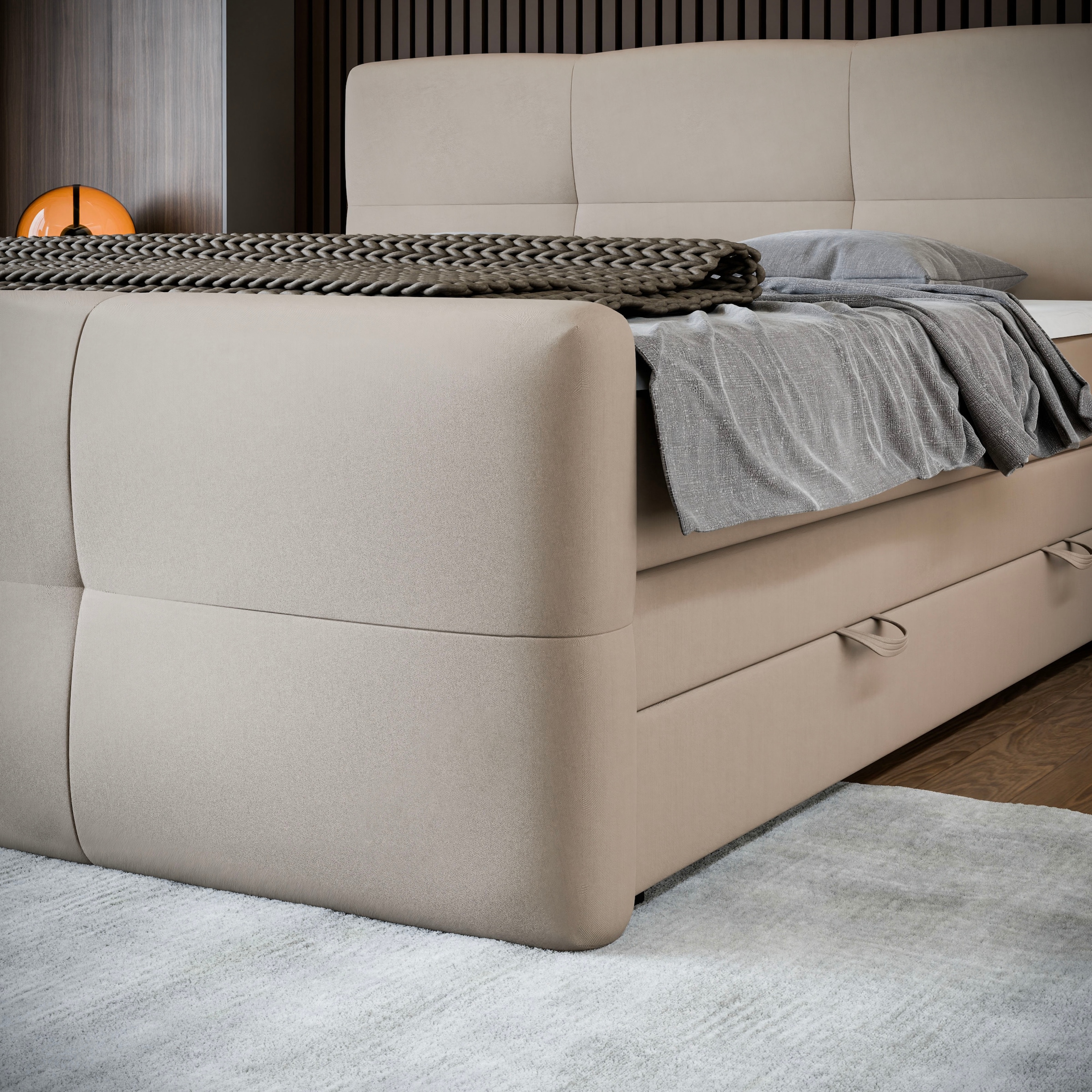 FORTE Boxspringbett »STAR erhältlich in den Breiten 140cm, 160cm & 180cm, inkl. Bettkasten« inkl. Fussteil, erhältlich in verschiedenen Farben
