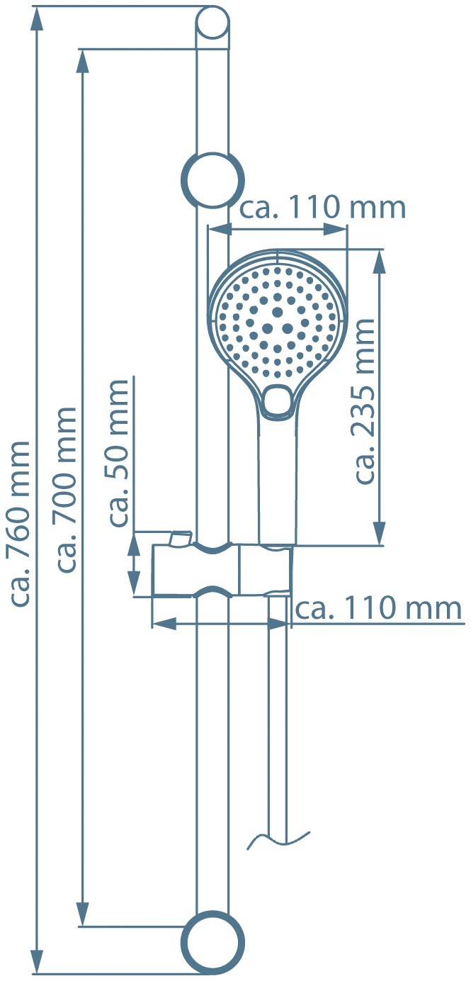 Schütte Stangenbrause-Set, (Komplett-Set), Duschset zum Kleben, ohne Bohren, Duschkopf mit Schlauch und Halterung