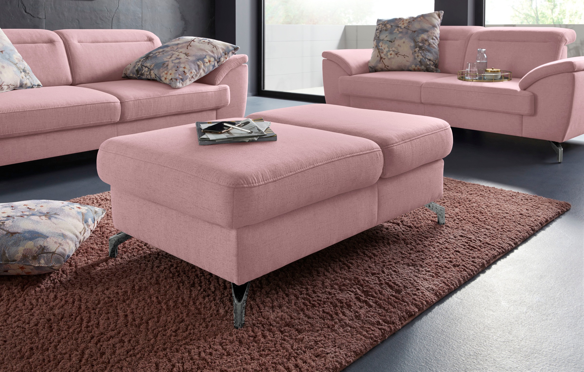 sit&more Hocker »Percy«, Fusshöhe 12 cm, mit Klappfunktion, wahlweise in 2 Fussfarben