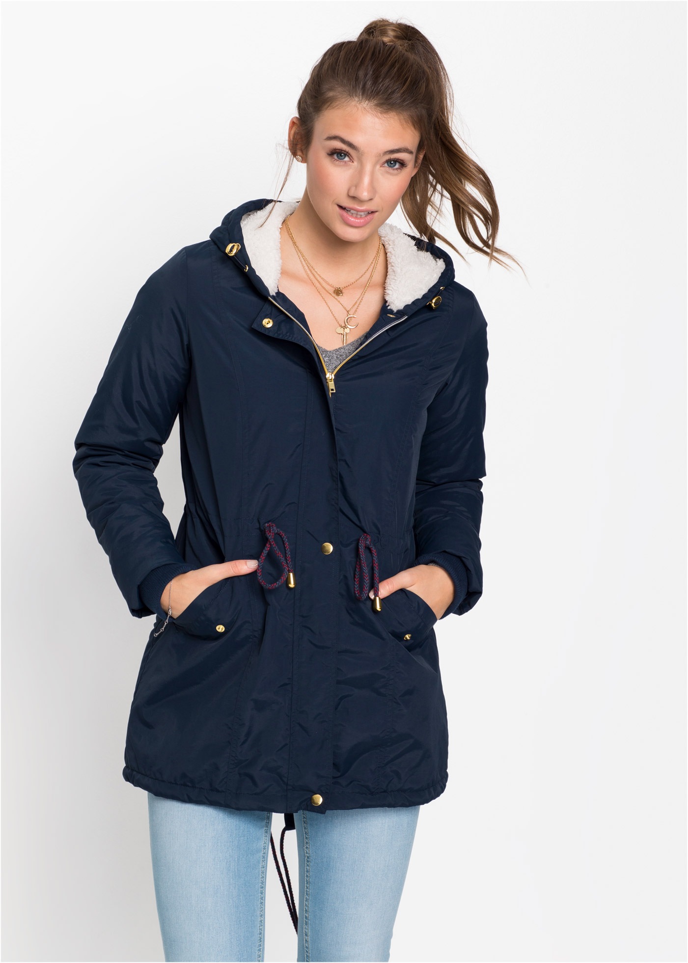 Image of bonprix Parka mit Kapuze modischer Stil, mit Teddy-Fleece, mit Kapuze, lockere Passform