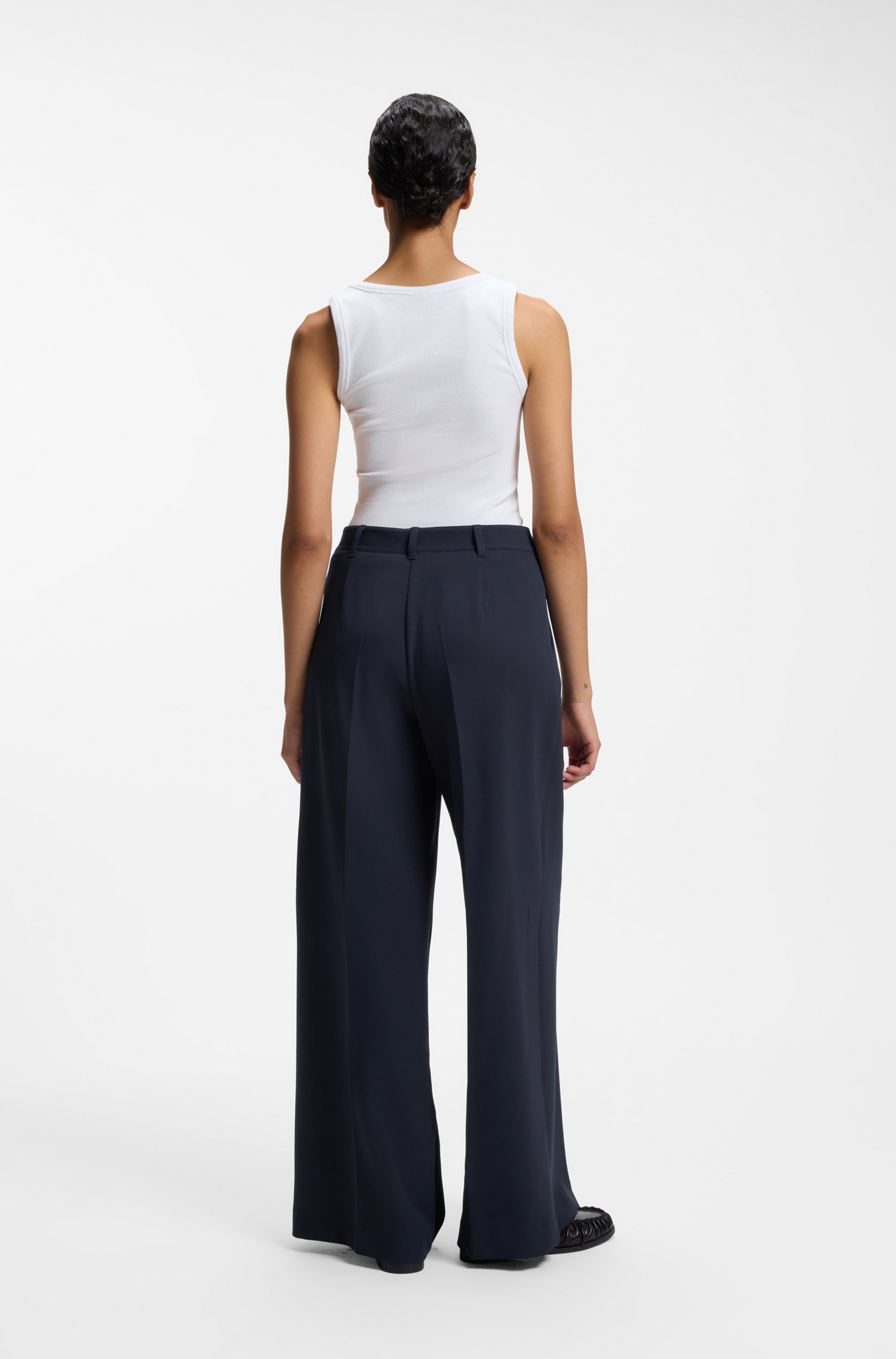 BOSS ORANGE Anzughose »Tiwi Premium Damenmode«  Wide Leg mit Bügelfalte