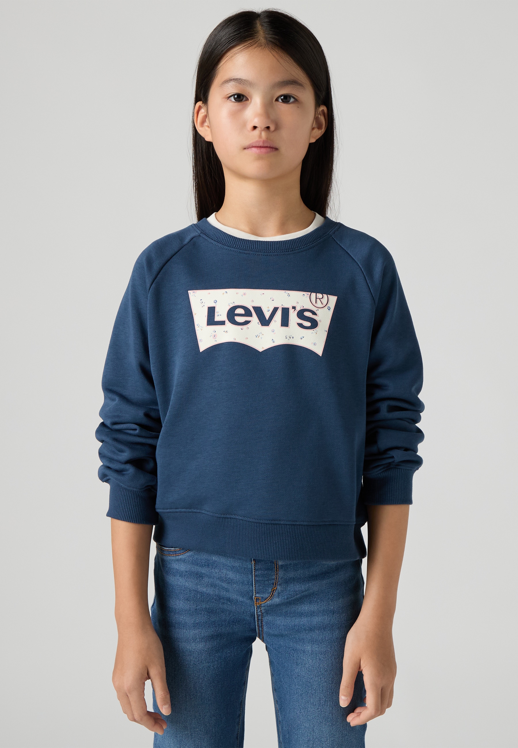 Image of Levis Kids Sweatshirt "LVG FLORAL BATWING CREW", mit Batwing-Logo mit Millefleurs-Print, for Girls