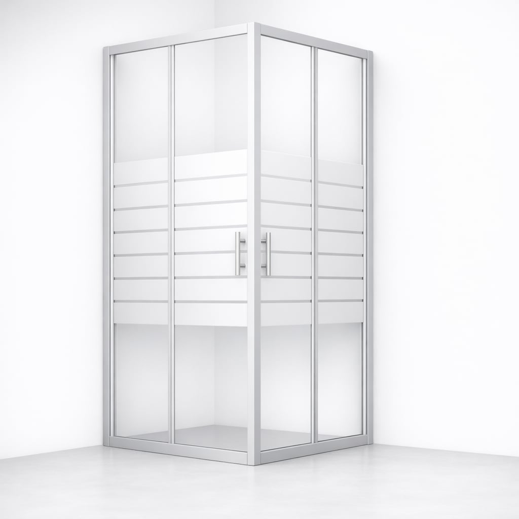 Image of welltime Eckdusche "New Trento mit Streifendekor" Extrahohe 195cm, 6mm ESG, verbessertes Rollensystem, Streifendekor