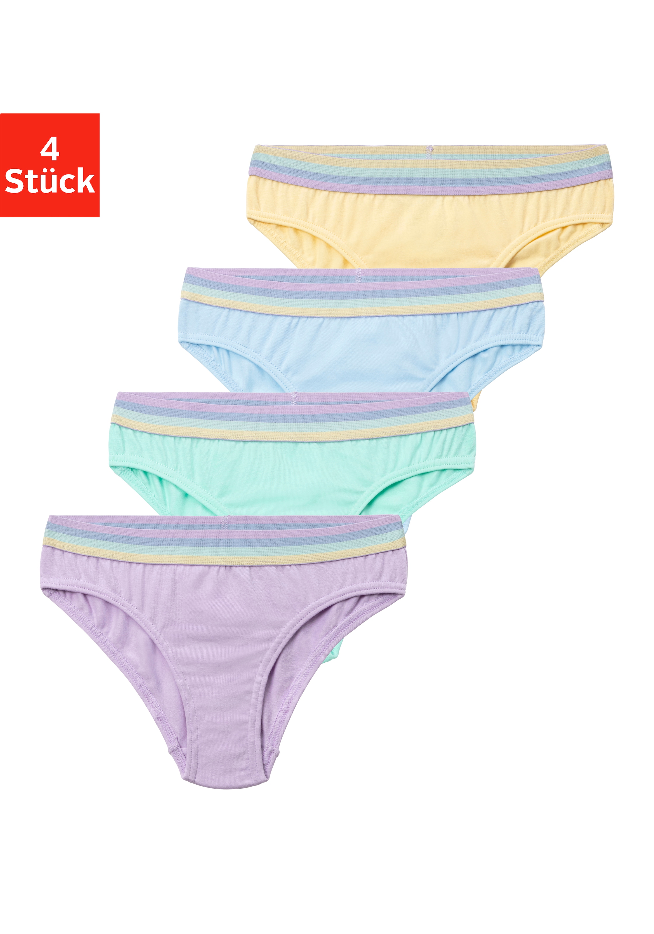 Buffalo Slip, (Packung, 4 St.), mit gestreiftem Webbündchen in Pastelfarben kaufen