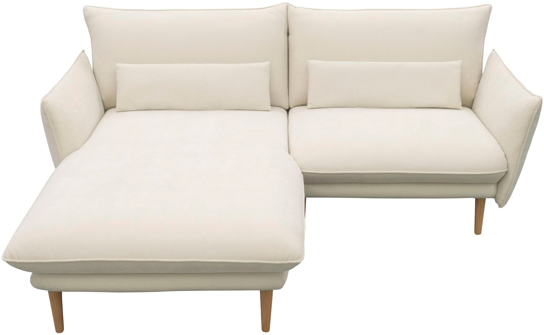 DOMO collection Ecksofa »100 032 kompakte Stellmasse, Breite 200cm, schmale Armlehnen, L-Form«, bodenfrei, 19cm hohe Holzfüsse