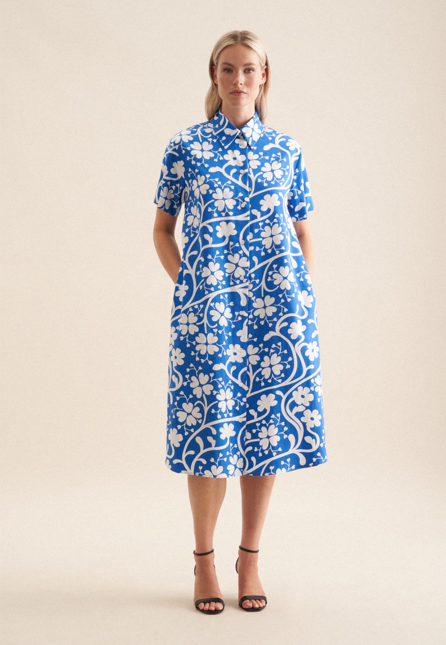 seidensticker Sommerkleid »Schwarze Rose« 1/2 Kragen Druck