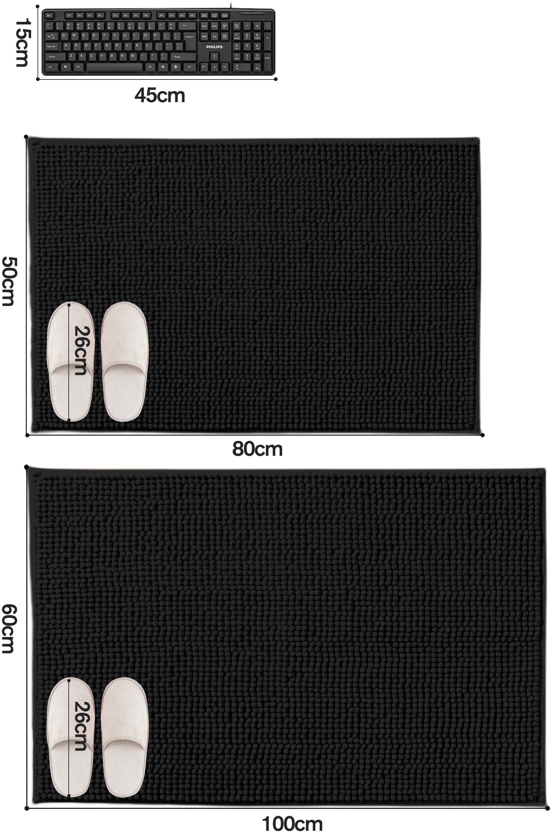 my home Tapis de bain »Vanessa Chenille, Badvorleger, Badezimmer Teppich, Duschvorleger« Höhe 15 mm Uni Farben, besonders weich