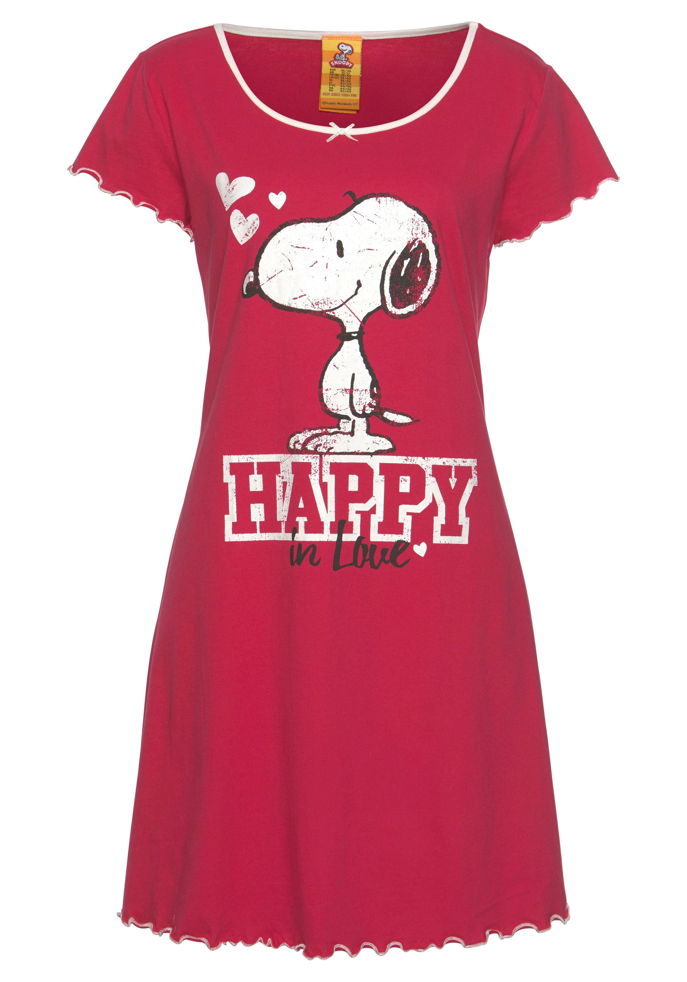 ♕ Peanuts versandkostenfrei und Kräuselsäumen Nachthemd, Print auf Snoopy mit