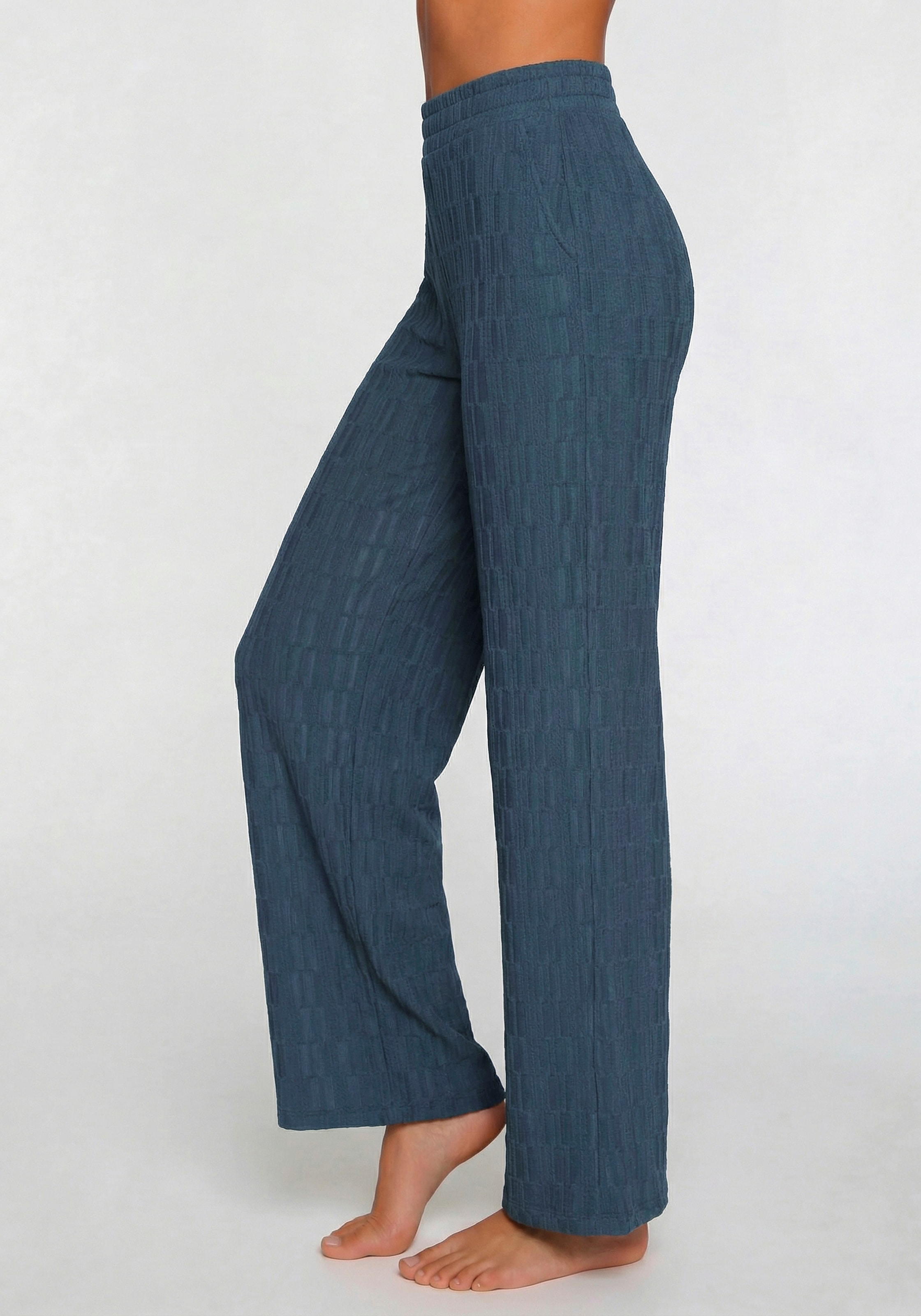 LASCANA Pantalon homewear »-Relaxhose«  coupe large, design en structure nid d'abeille