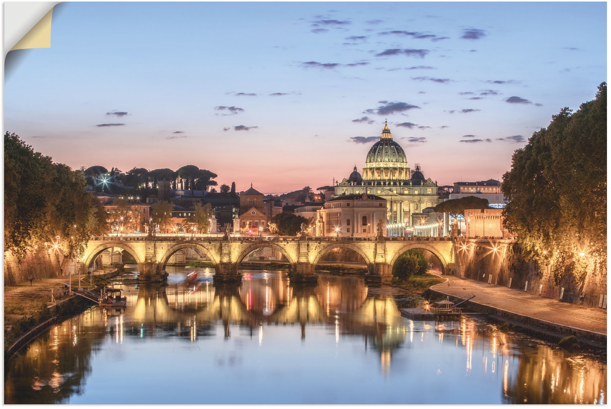 Image of Artland Wandbild »Sonnenuntergang über dem Vatikan«, Elemente der Architektur, (1 St.), in vielen Grössen & Produktarten - Alubild / Outdoorbild für den Aussenbereich, Leinwandbild, Poster, Wandaufkleber / Wandtattoo auch für Badezimmer geeignet bei Acker