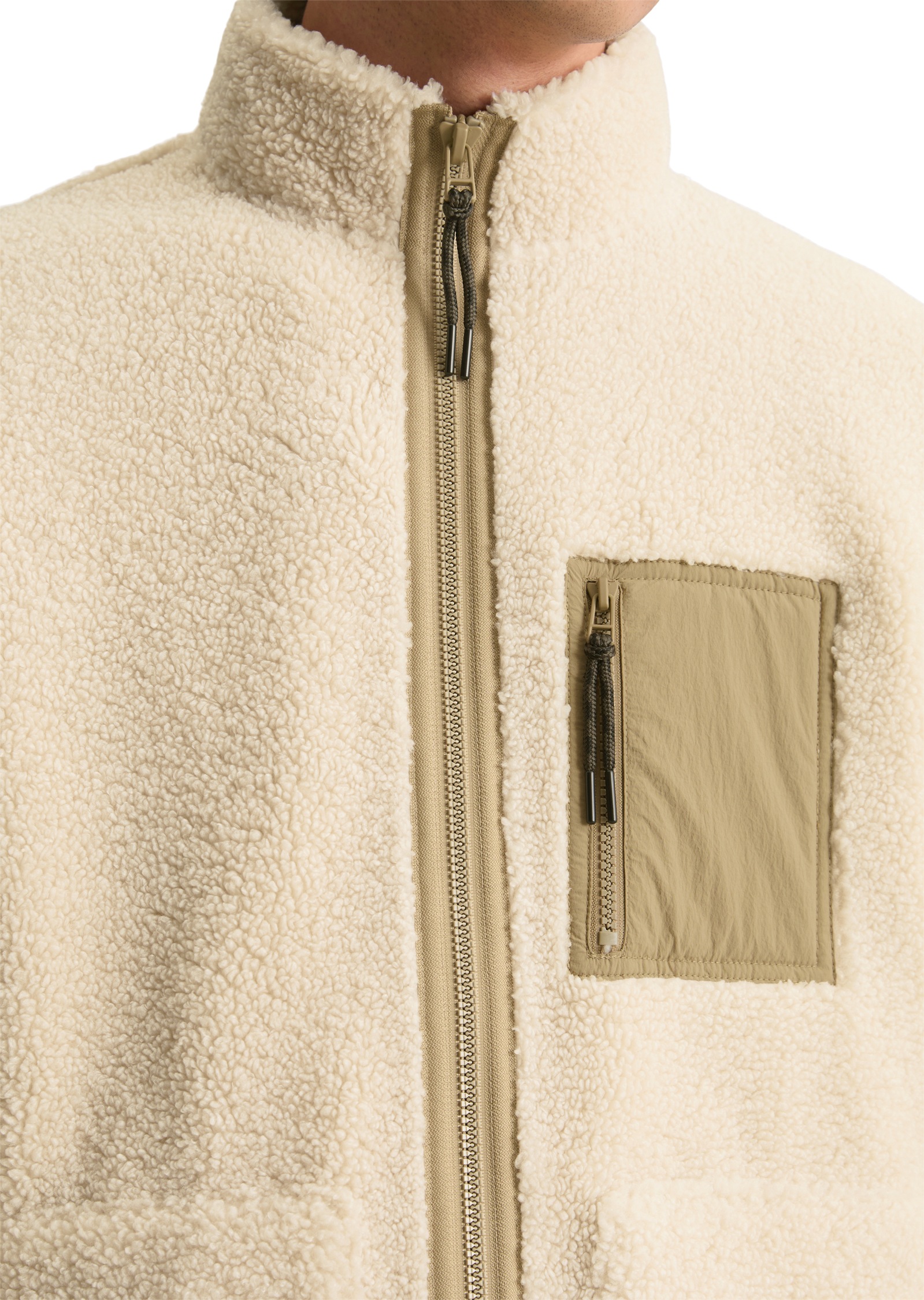 Marc O'Polo DENIM Fleecejacke, Teddyjacke regular fit, mit Nylon-Brusttasche