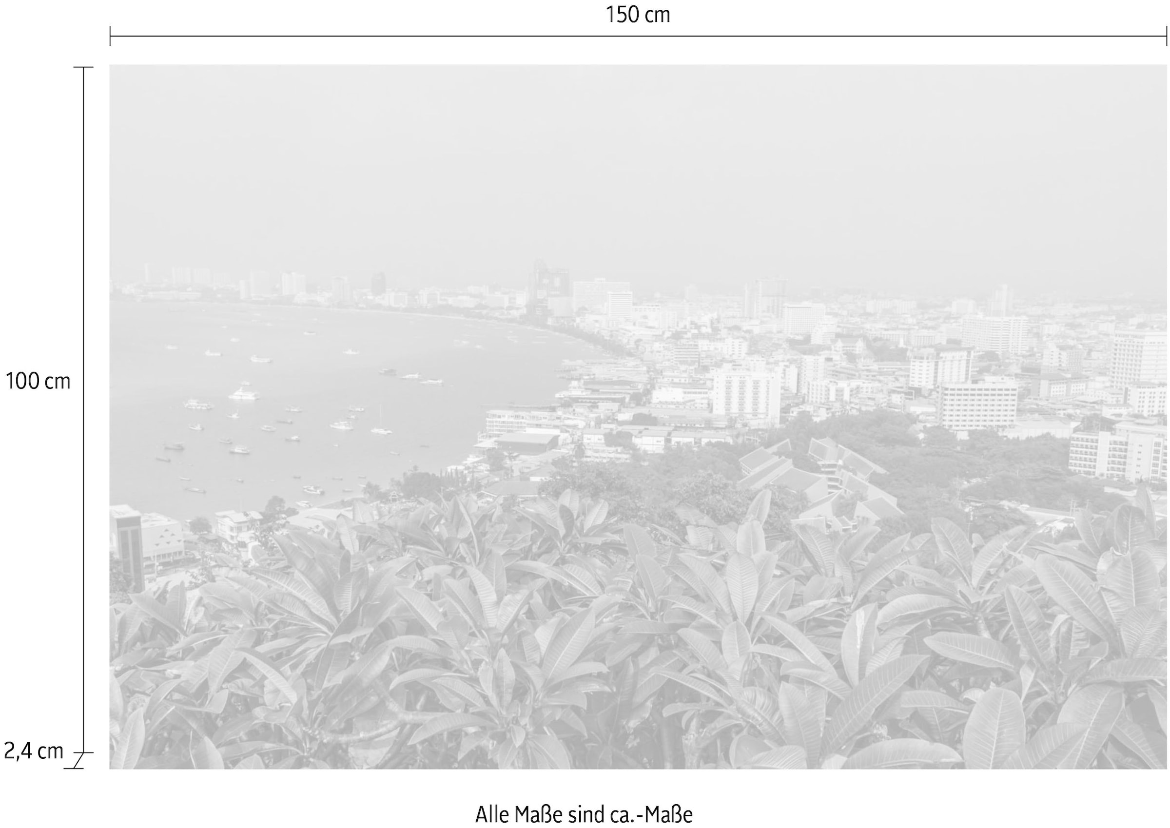 queence Acrylglasbild »Stadt am Meer«, Elemente der Architektur-Gebäude-Städte-Skyline-Pflanzen, Fine Art-Print in Galeriequalität