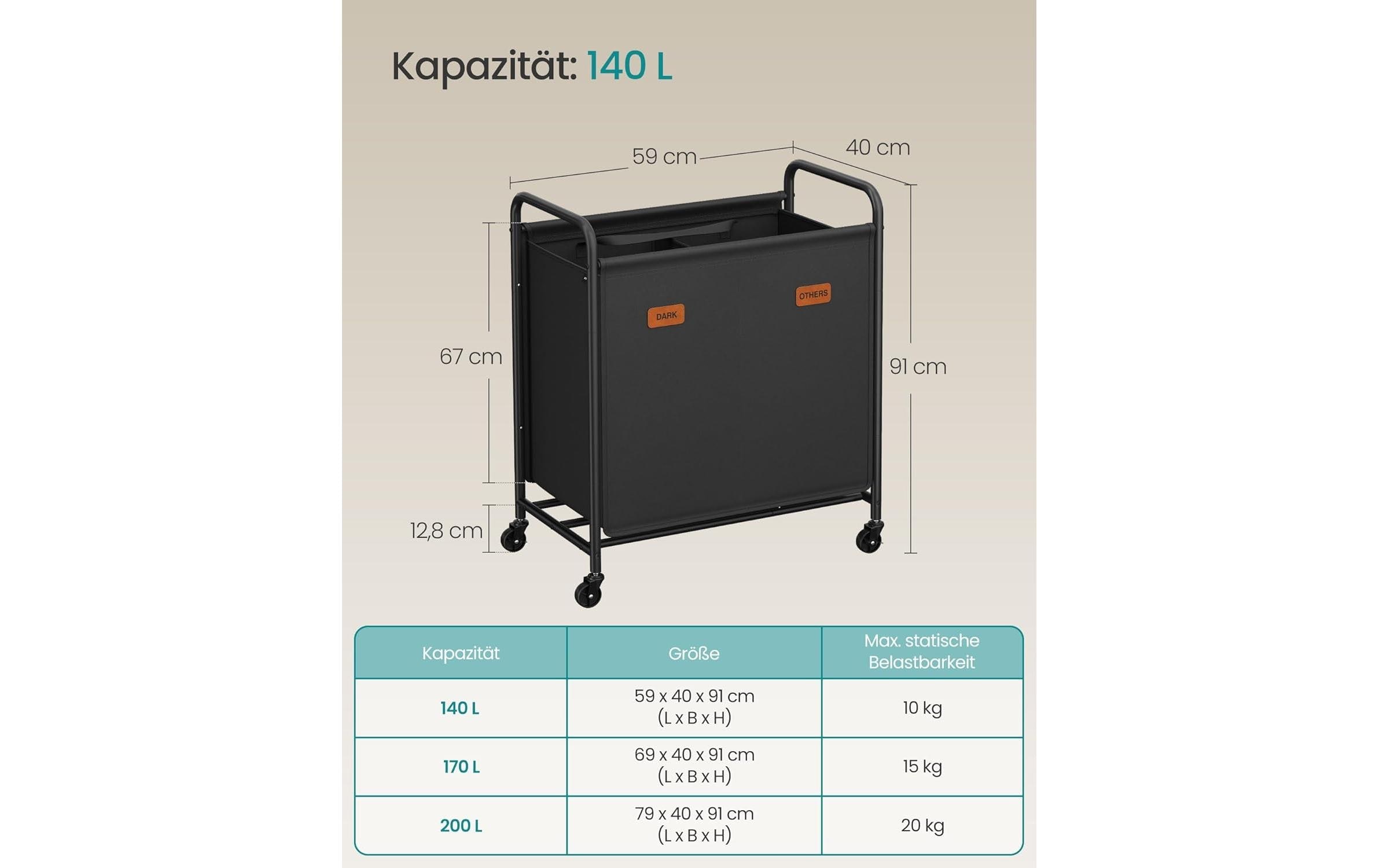 SONGMICS Panier à linge »mit Rädern 140 l«