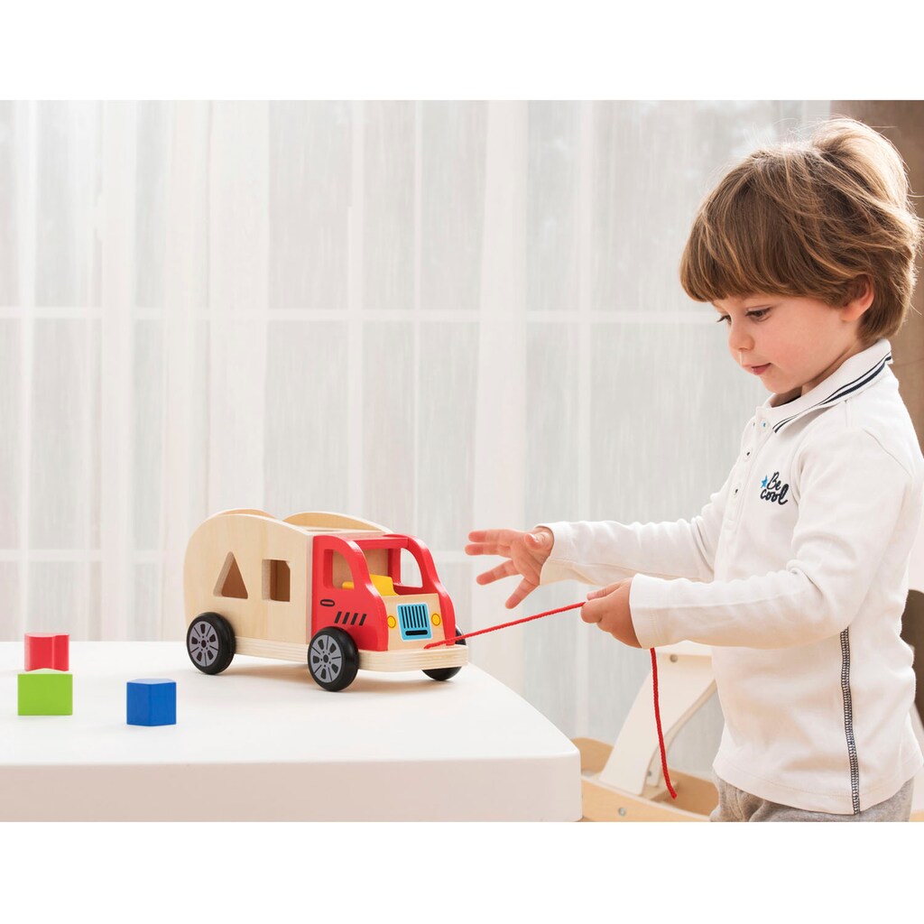 New Classic Toys® Nachziehfahrzeug »Holzspielzeug, Educational, Zieh- Und Sortierspiel Lkw - 6 Steine«