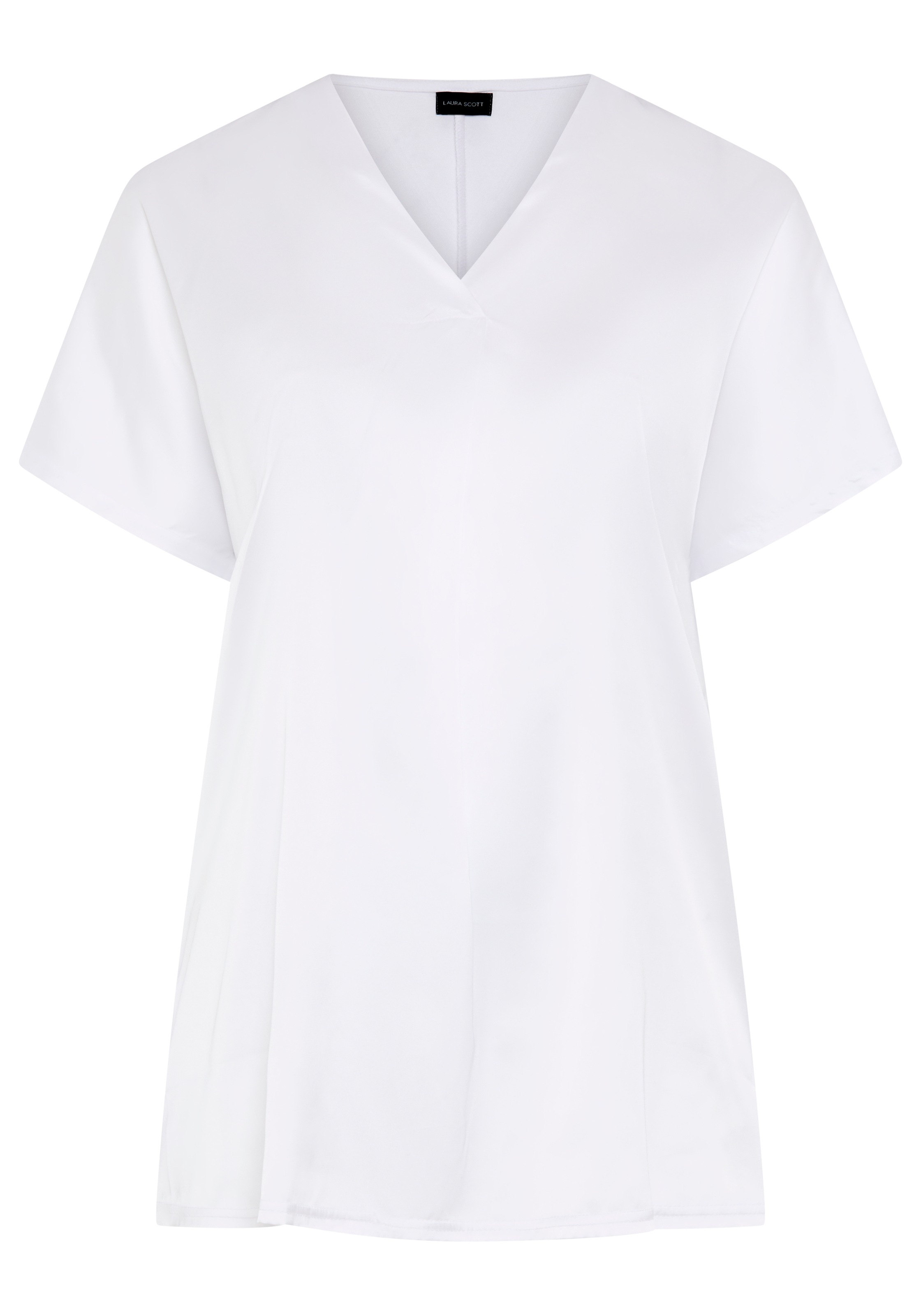 Laura Scott CURVE Satinbluse figurumspielende Passform, mit Falteneinsatz vorne, V-Ausschnitt