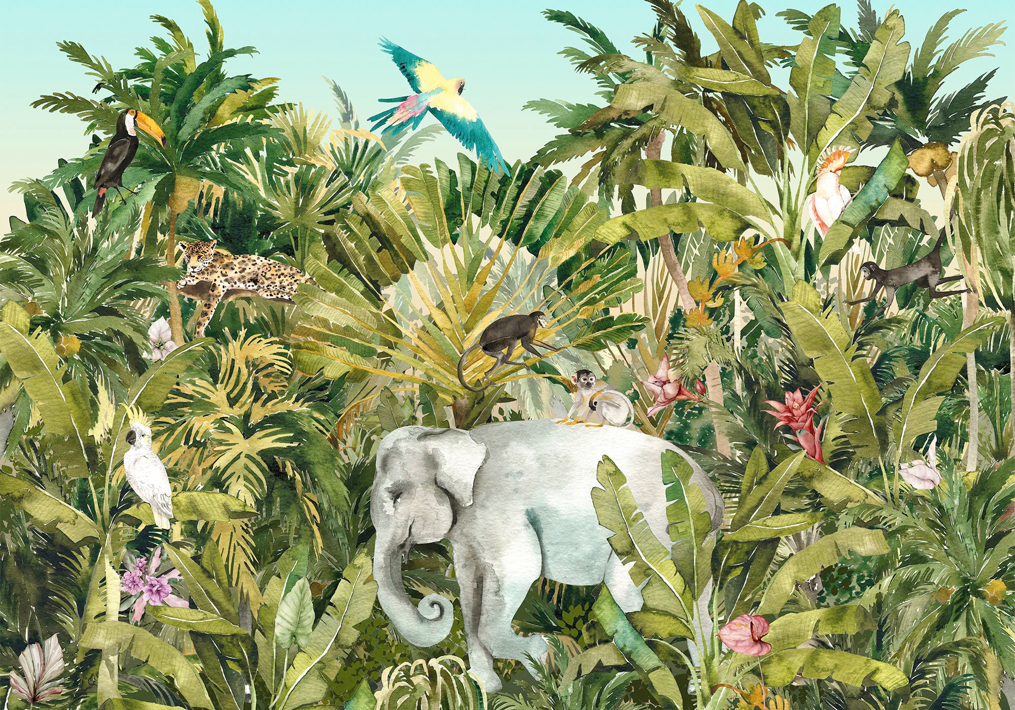 Image of Komar Vliestapete "Digitaldruck Vlies - Jungle Expedition - Grösse 400 x 280 cm" bedruckt glatt Kinderzimmer