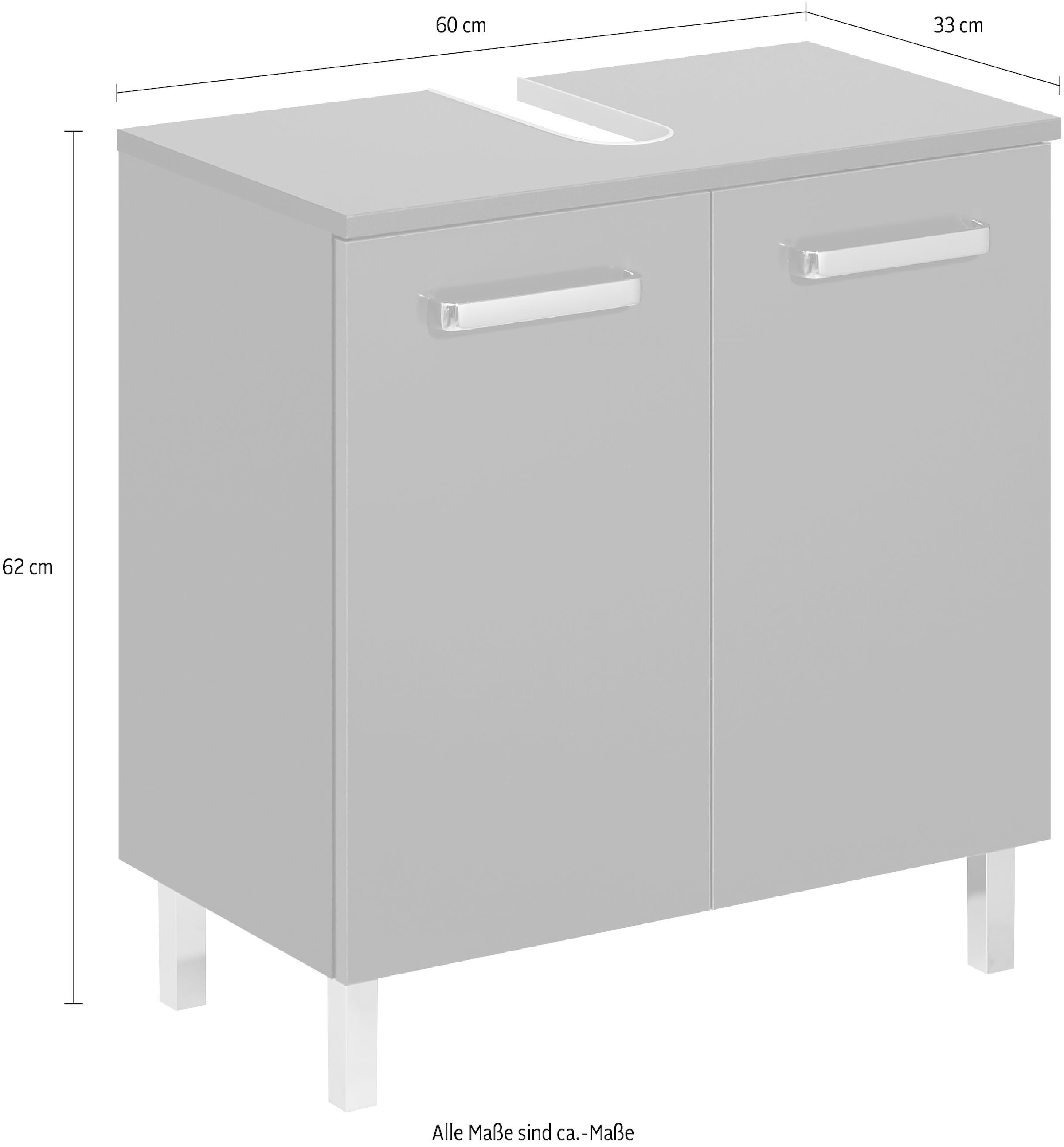 Saphir Waschbeckenunterschrank »Quickset Unterbeckenschrank mit 2 Türen, 60 cm breit, ohne Waschbecken« Waschbeckenschrank inkl. Türdämpfer, Griffe in Chrom Glanz