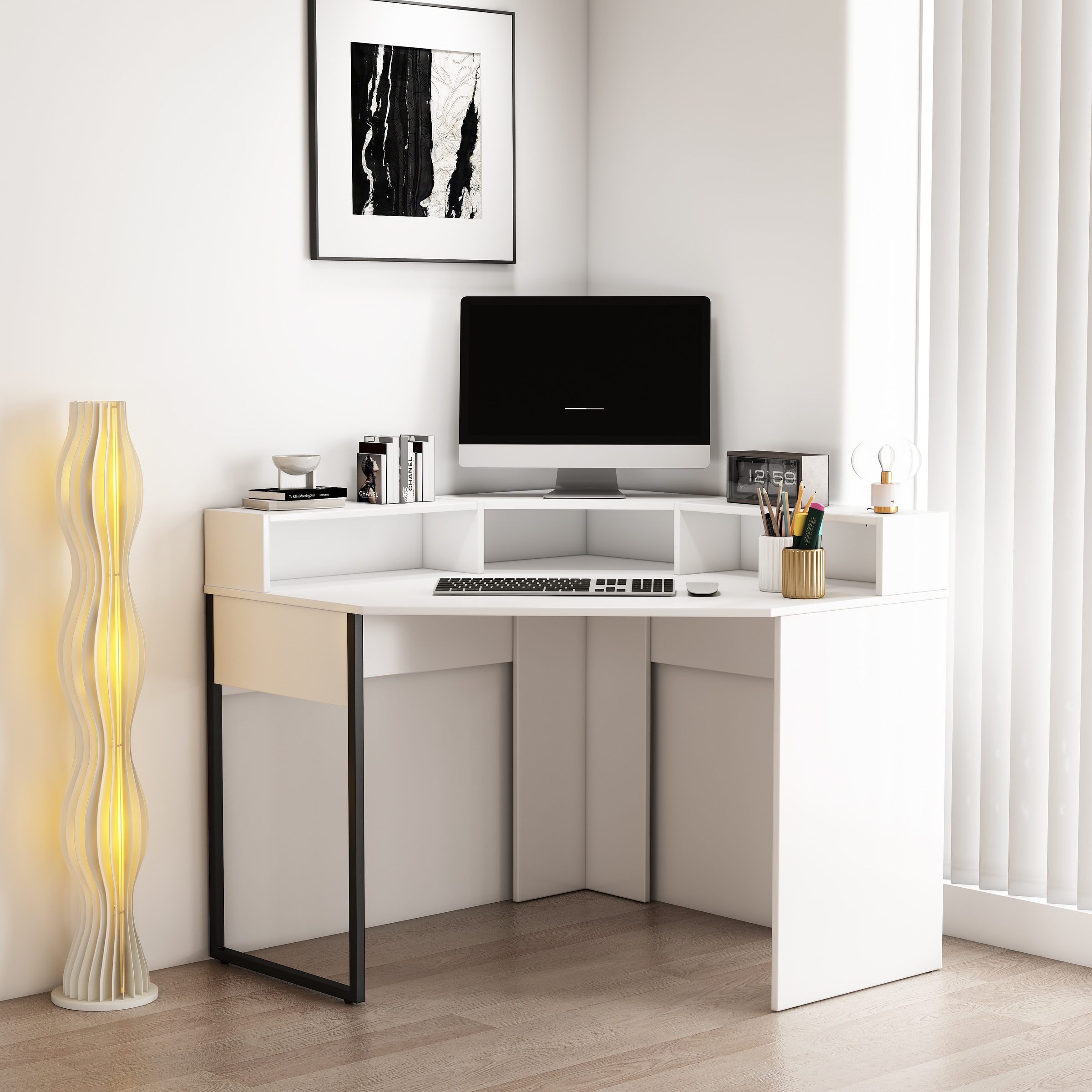 OTTO home Eckschreibtisch "Moid" mit Schreibtischaufsatz, modernes Design, B. 100 cm