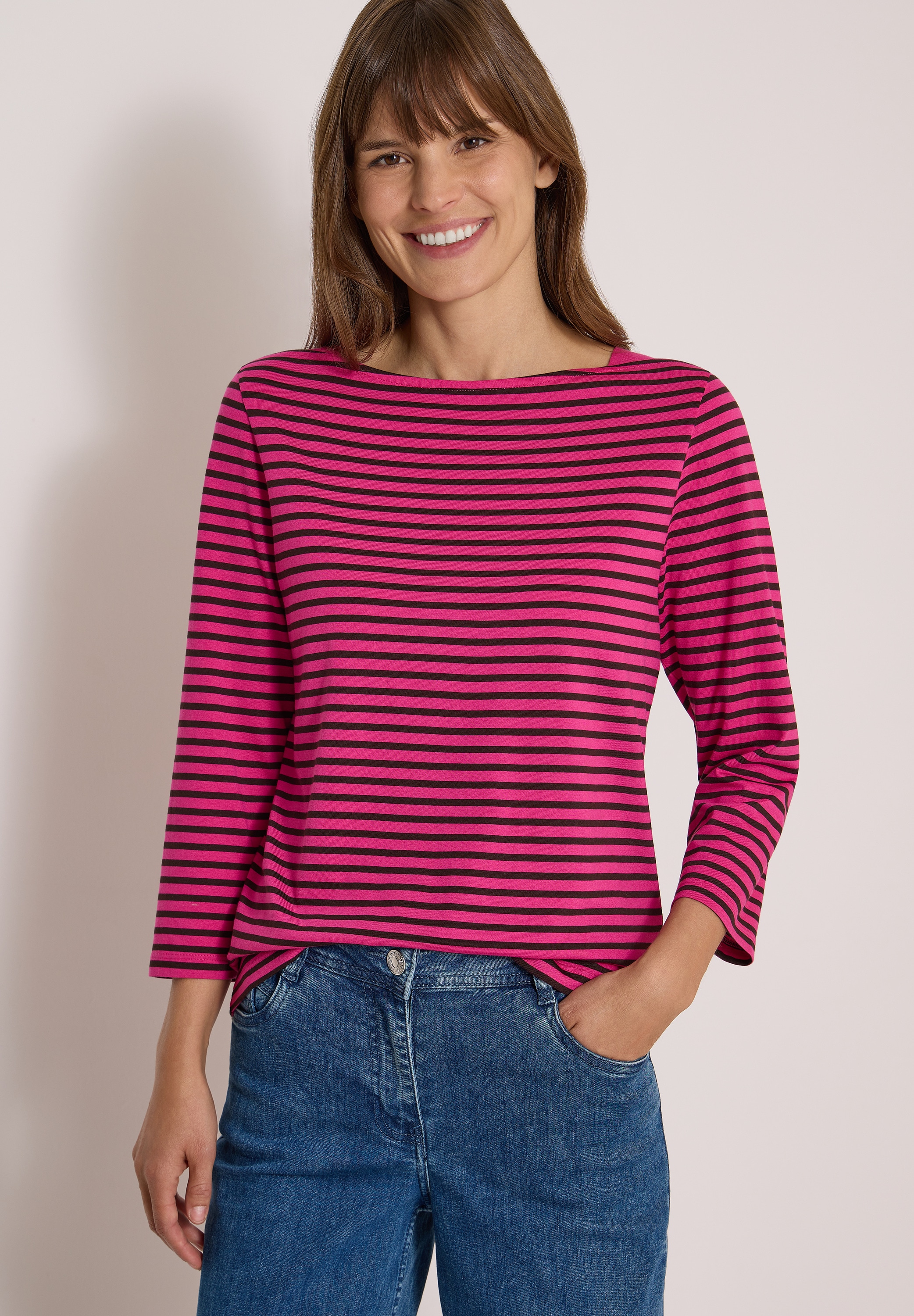Image of Cecil T-Shirt 3/4-Arm Shirt mit Boat Neck und Streifen