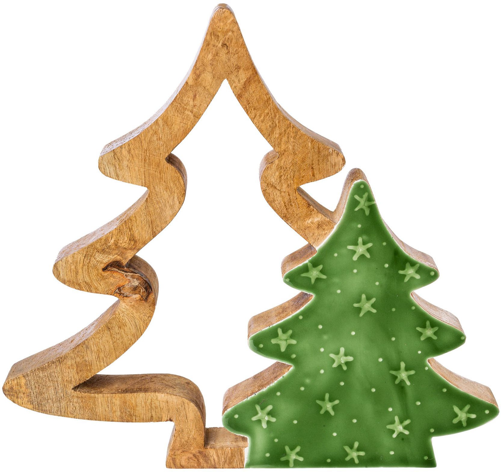 Creativ green Objet décoratif »Set aus Kunst-Tannenbäumchen und Deko-Figur« ideal zum schnellen Dekorieren