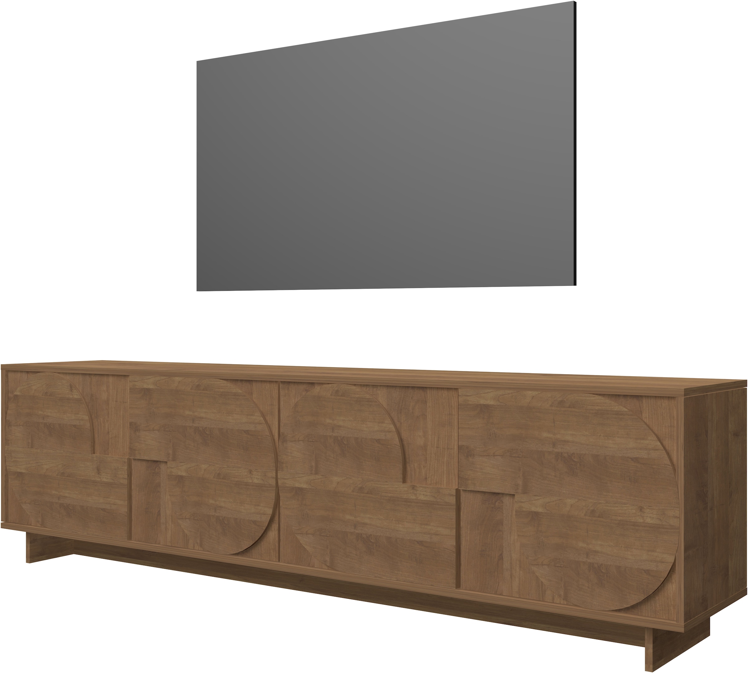 Home affaire Table basse »Zen, 205 cm breit, 4 Türen, Mediaboard, TV-Schrank, TV-Board« ouverture par pression, façades 3D, structure bois Mercure, beaucoup de rangement,