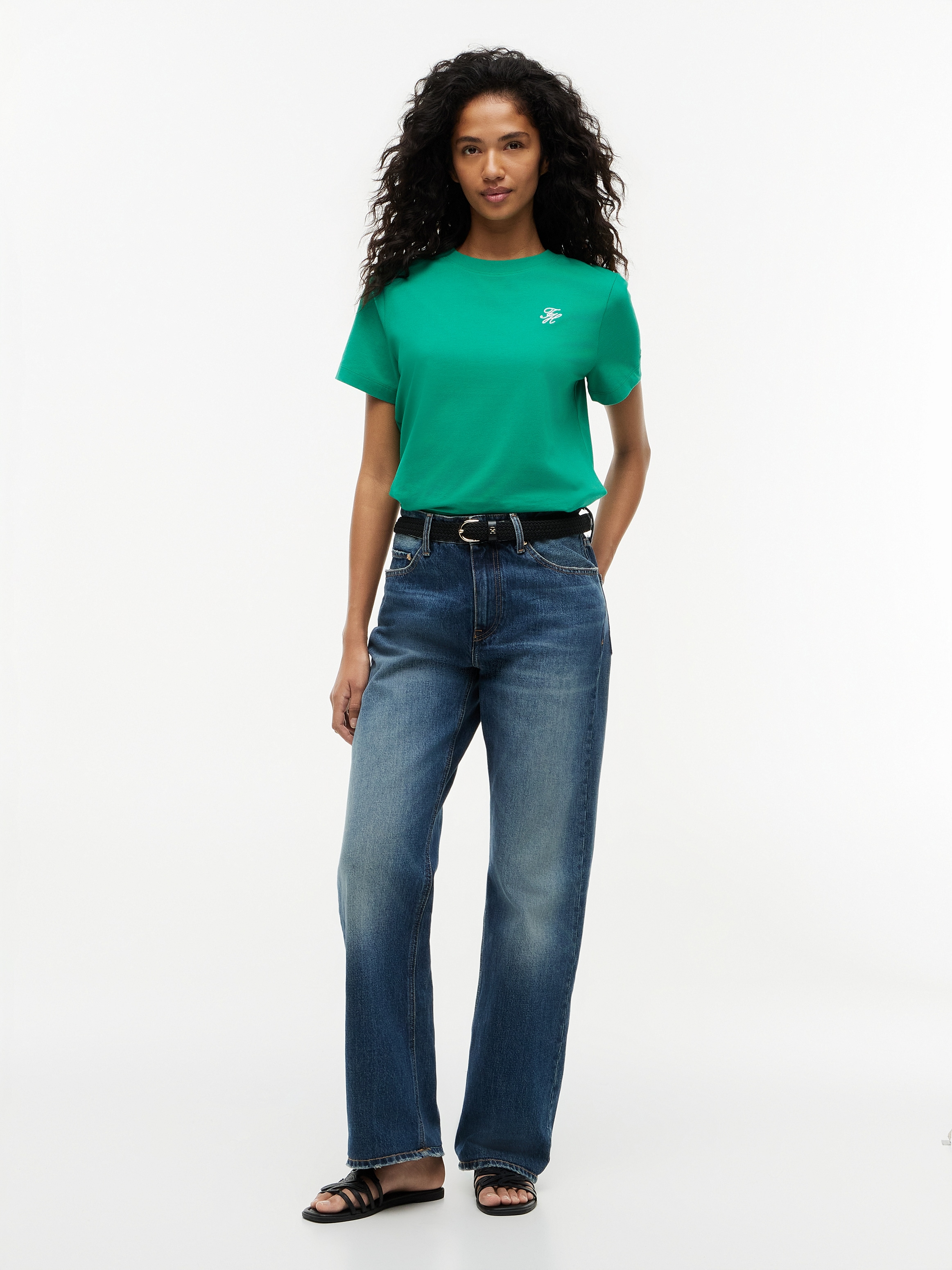 Tommy Hilfiger Kurzarmshirt »TH SCRIPT REG C-NK SS TEE« Baumwollmischung, regular fit