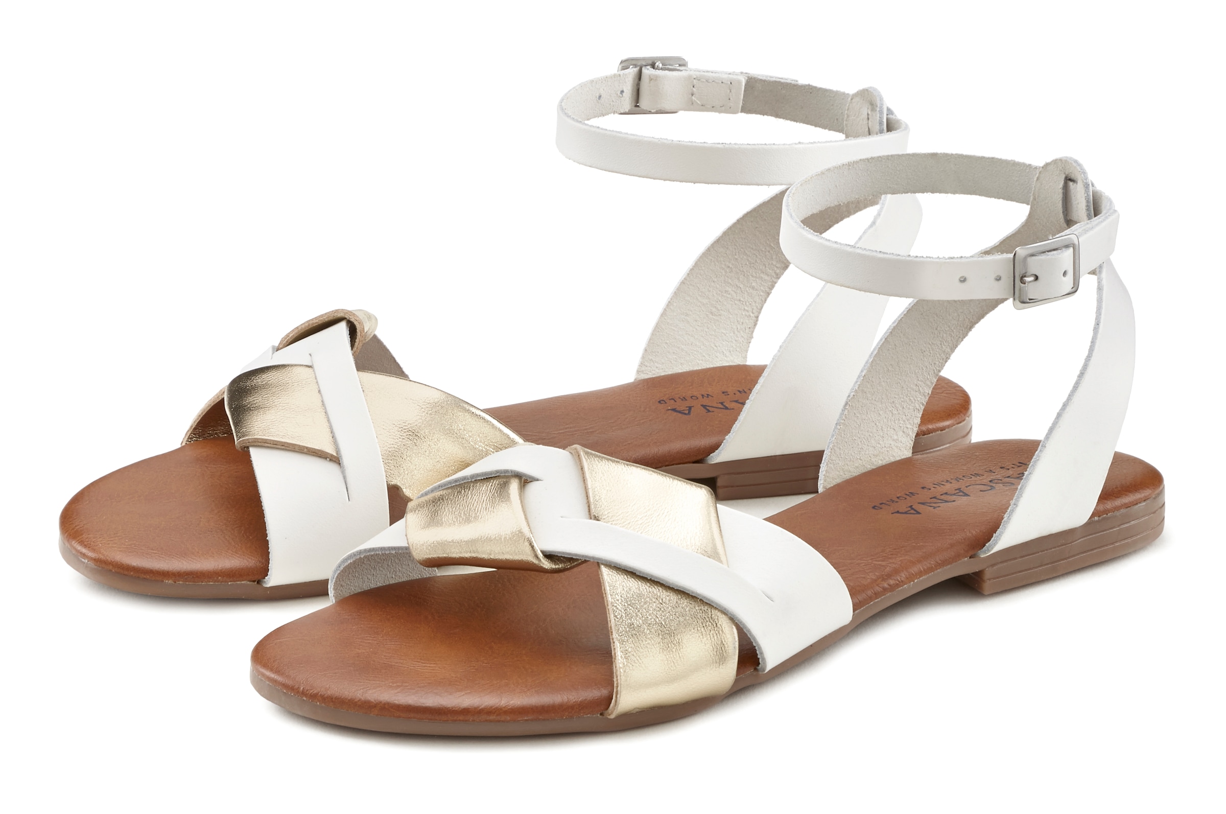 Sandale, Sandalette, Sommerschuh aus hochwertigem Leder mit Metallic Optik
