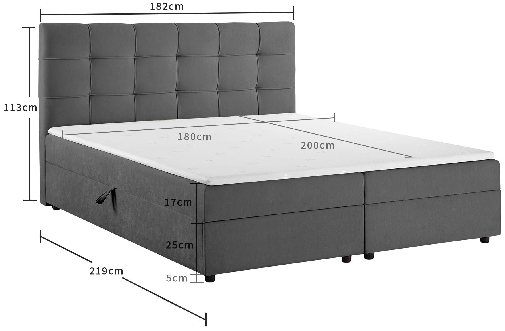 GOODproduct Boxbett »Tommes inkl. Bettkasten und Topper, Liegefläche 180x200cm« erhältlich in der Grösse 180x200 cm