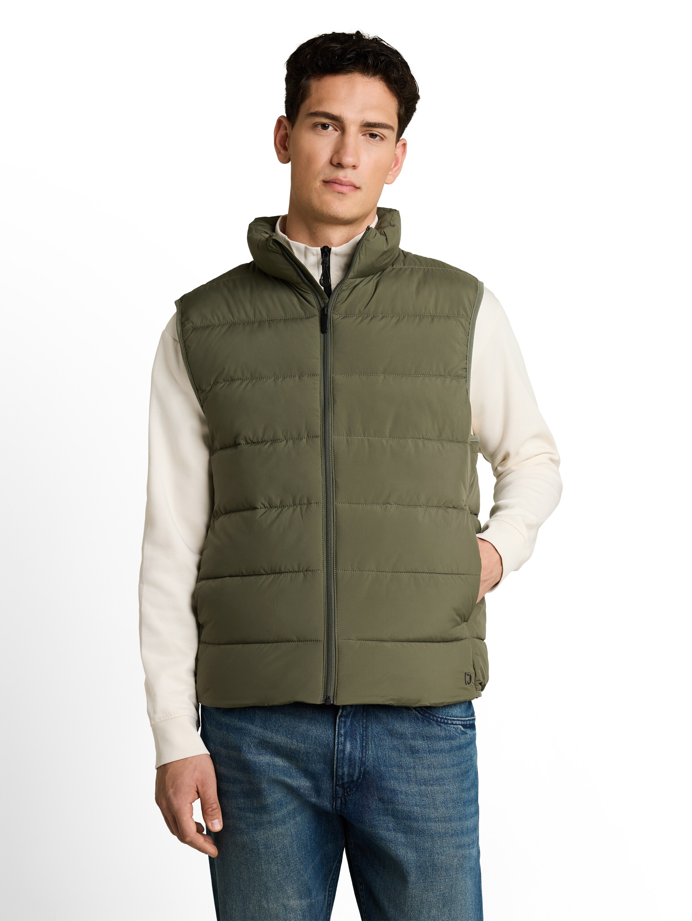 TOM TAILOR Denim Steppweste mit Stehkragen und Reissverschluss