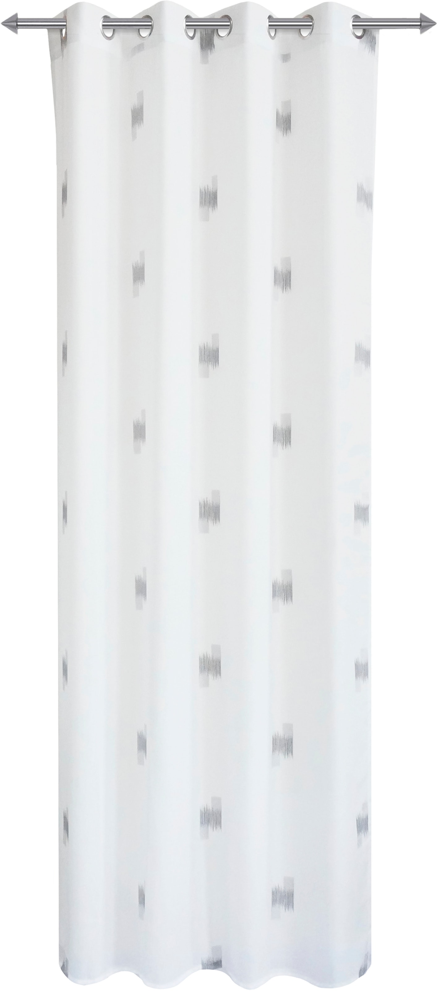 decolife Gardine »Toja« Ösen 1 Stk. tlg. Ösenschal weiss mit grauem Print