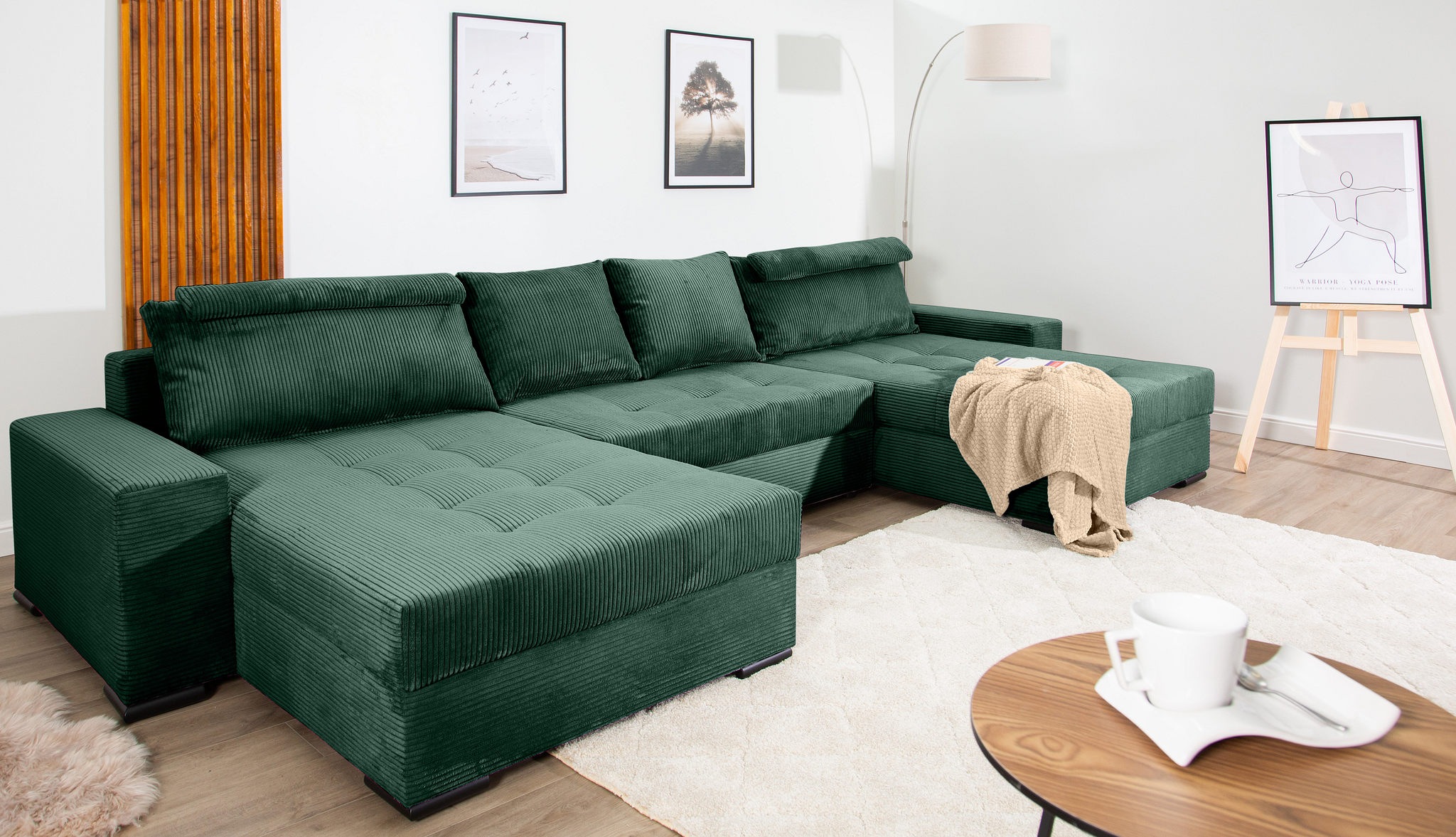 COLLECTION AB Wohnlandschaft »XXXL-Josy Relax U-Form Breite 352 cm, mit 2 gleich grossen Recamieren«, inkl. Bettfunktion, Bettkasten, mit 4 Rückenkissen in zwei Grössen