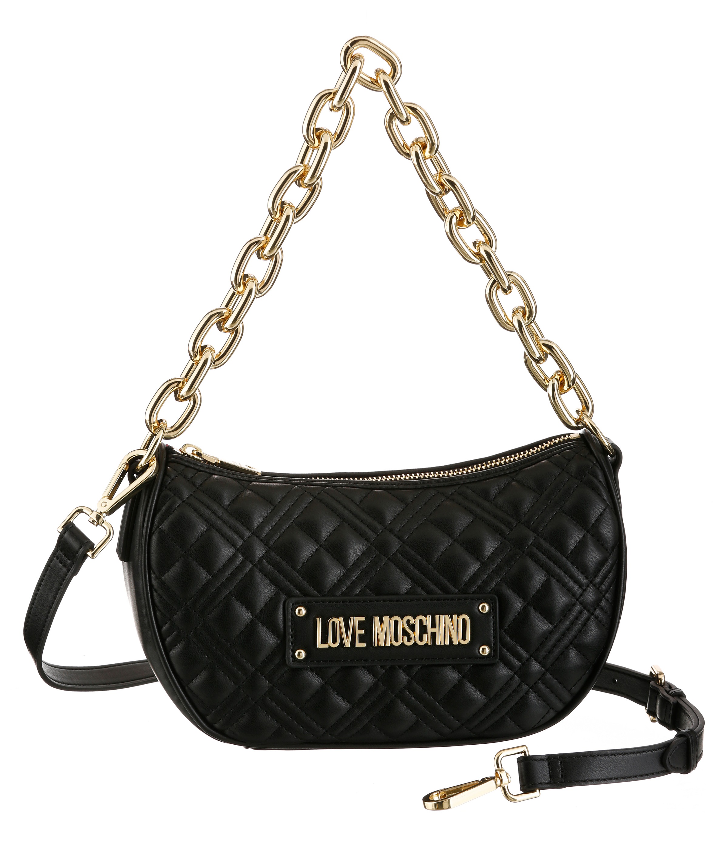 Image of LOVE MOSCHINO Schultertasche, mit Steppung und goldfarbenen Ketten Details bei Ackermann Versand Schweiz