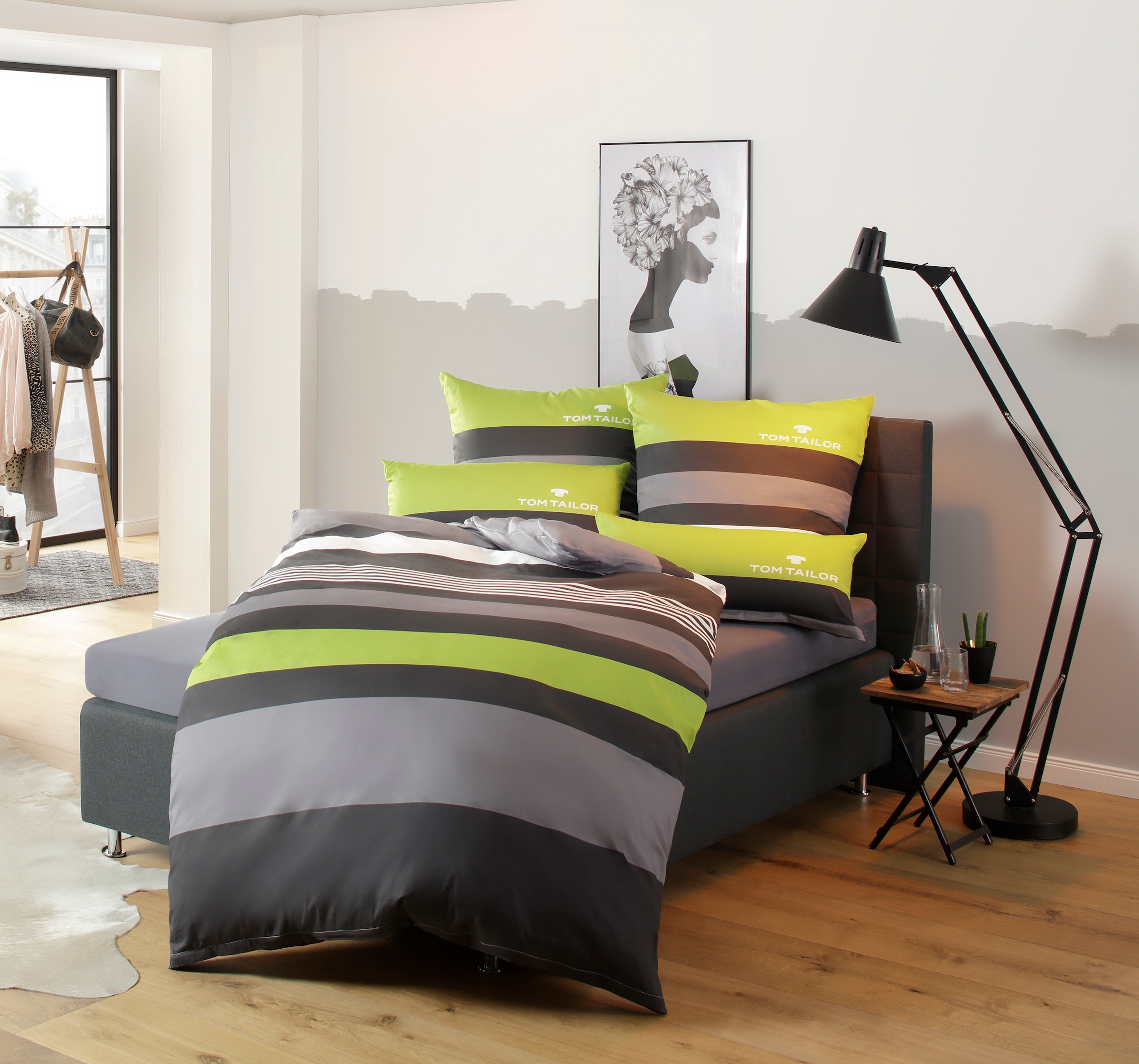 TOM TAILOR HOME Bettwäsche »Carl in Gr. 135x200 oder 155x220 cm«, mit GRATIS-Zugabe: Spannbettlaken, 100% Baumwolle, mit Reissverschluss