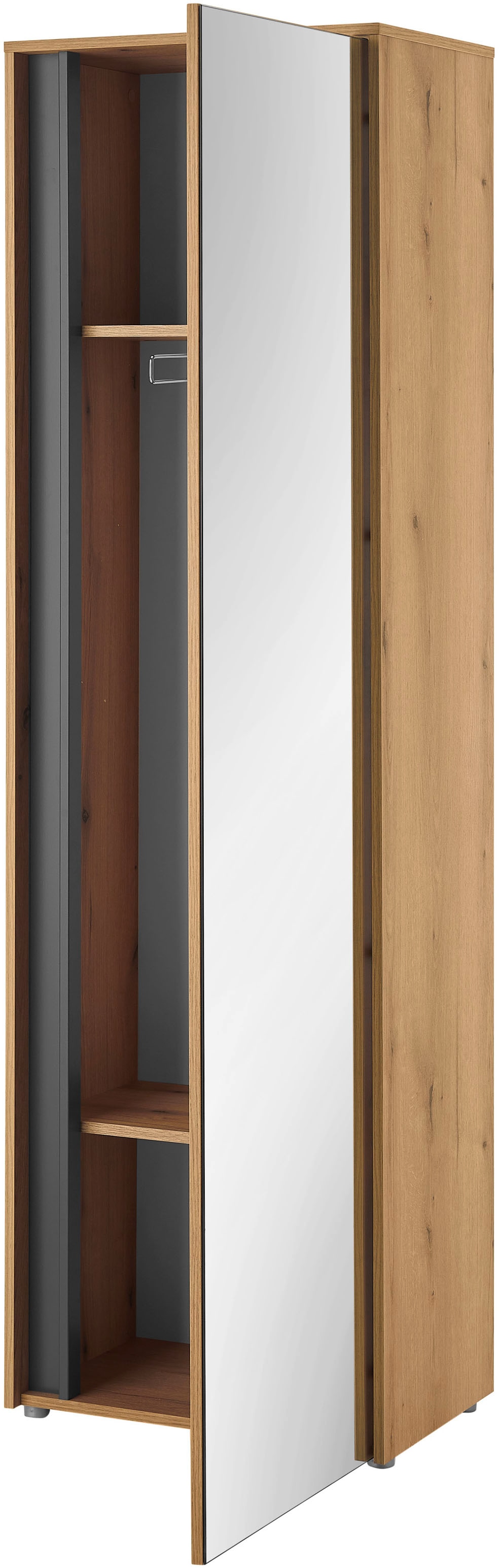 INOSIGN Garderobenschrank »GiRON/CiTY, moderner Garderobenschrank, Kleiderschrank mit Stauraum« Spiegeltür, Teleskopauszug, Tür beidseitig montierbar, 60 cm breit