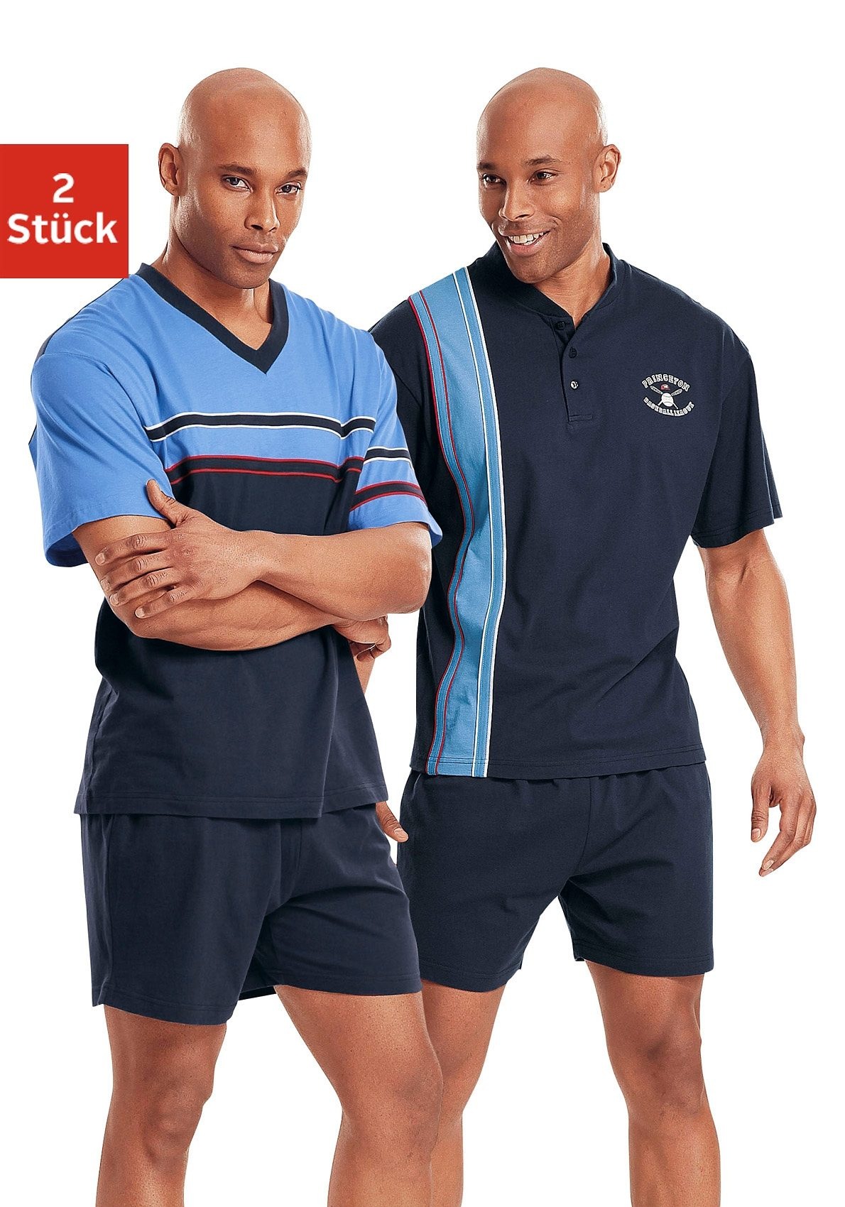 Image of le jogger Pyjama Packung, 2 Stück, 4 tlg. kurzer Schlafanzug mit V-Auschnitt
