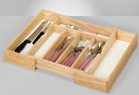 Zeller Present Besteckkasten ausziehbar, Gummibaumholz