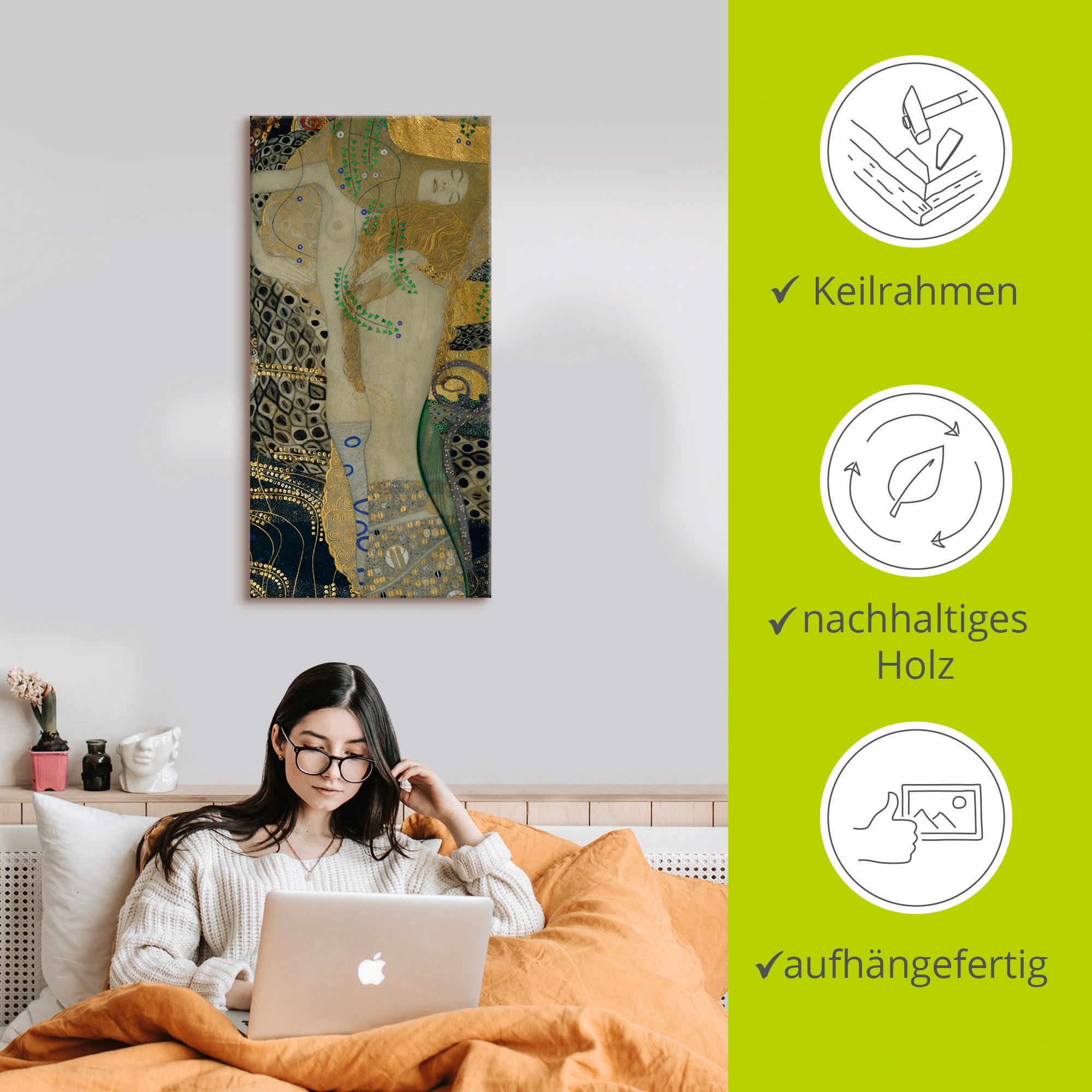 Artland Tableau sur toile »Wasserschlangen I« 1 cuis tlg. als Leinwandbild in verschied. Grössen