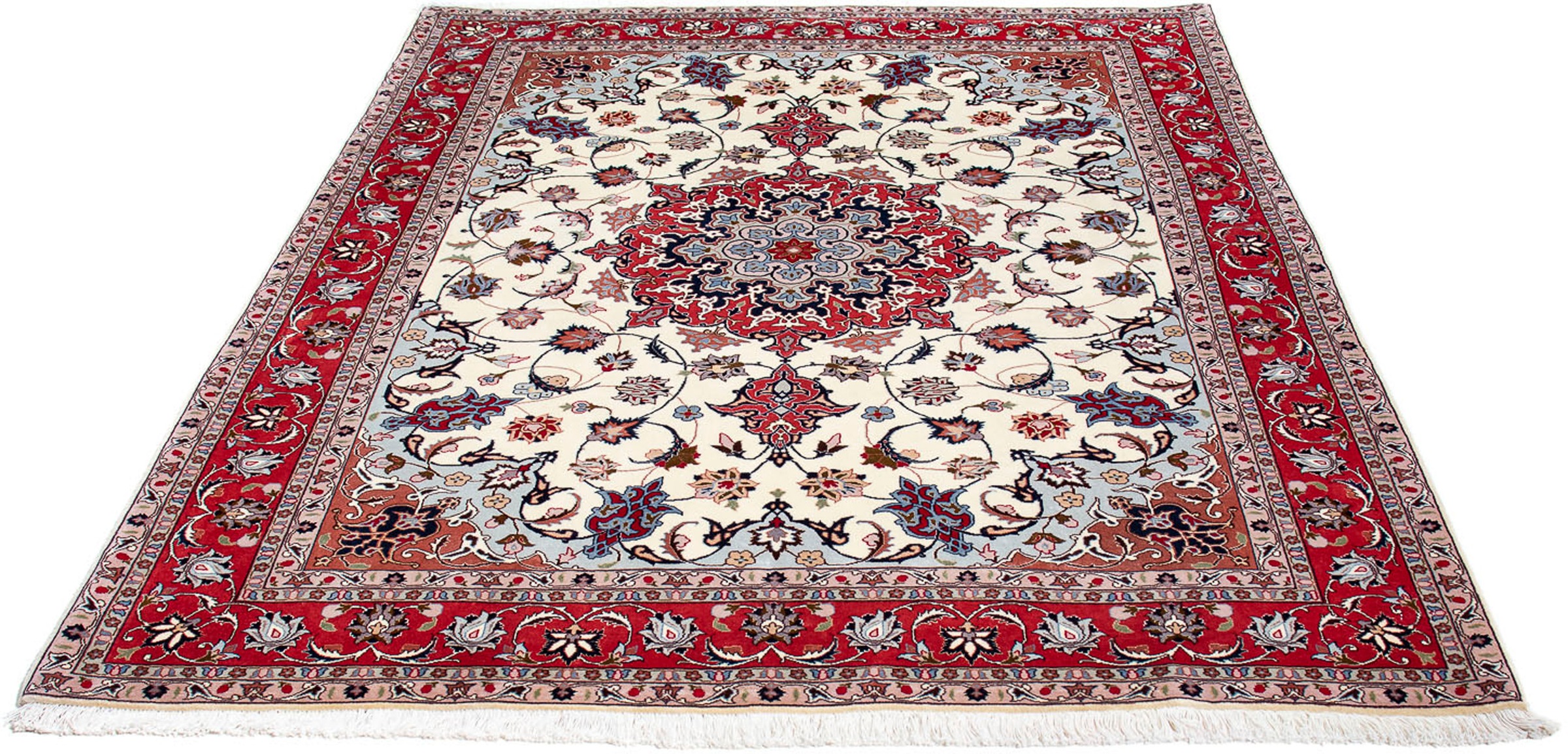 Image of morgenland Orientteppich »Perser - Täbriz - Royal - 203 x 156 cm - beige«, rechteckig, 7 mm Höhe, Wohnzimmer, Handgeknüpft, Einzelstück mit Zertifikat bei Ackermann Versand Schweiz