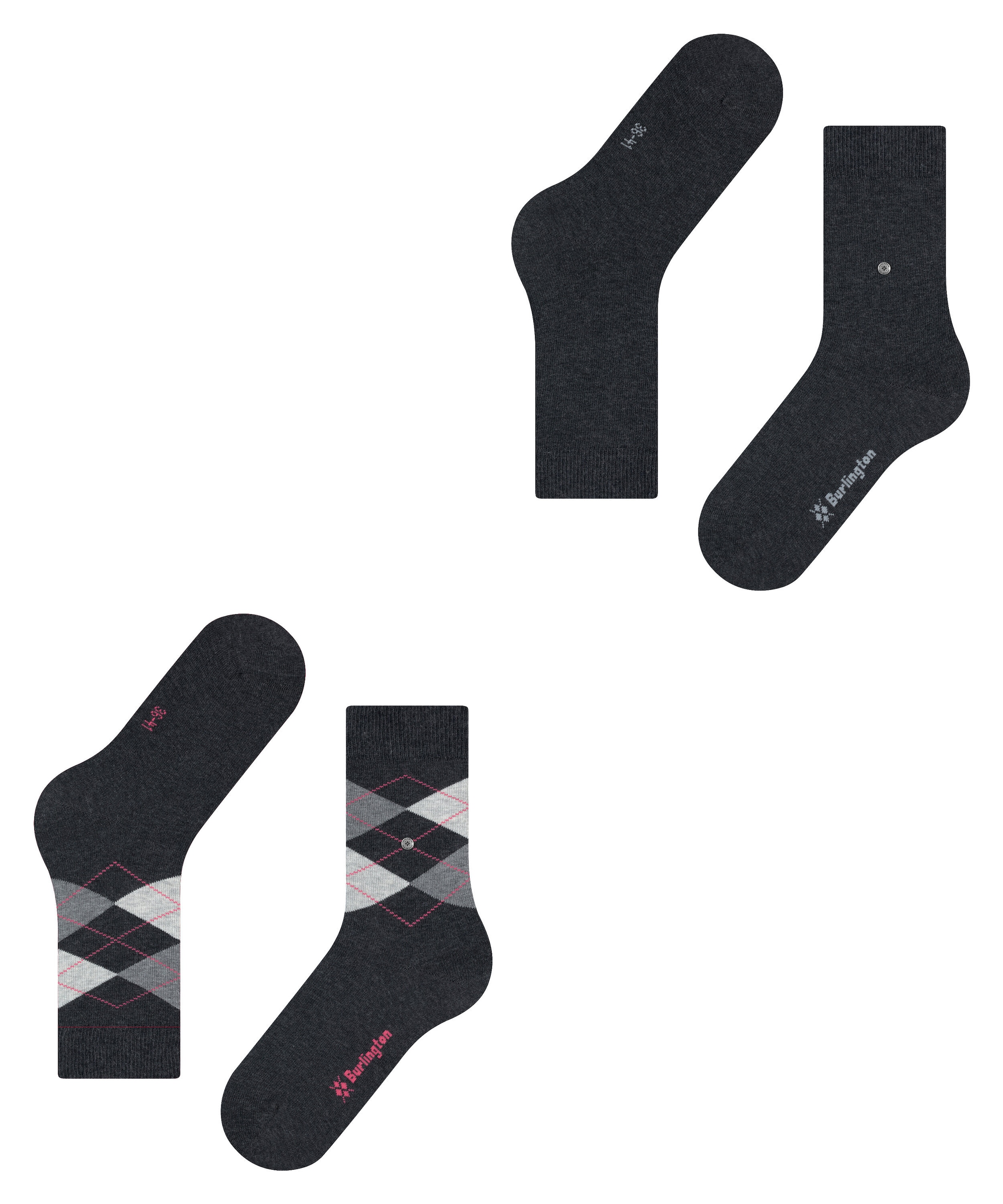Burlington Chaussettes »Everyday Mix« 2 paires,  taille unique 36-41, uni et motif argyle