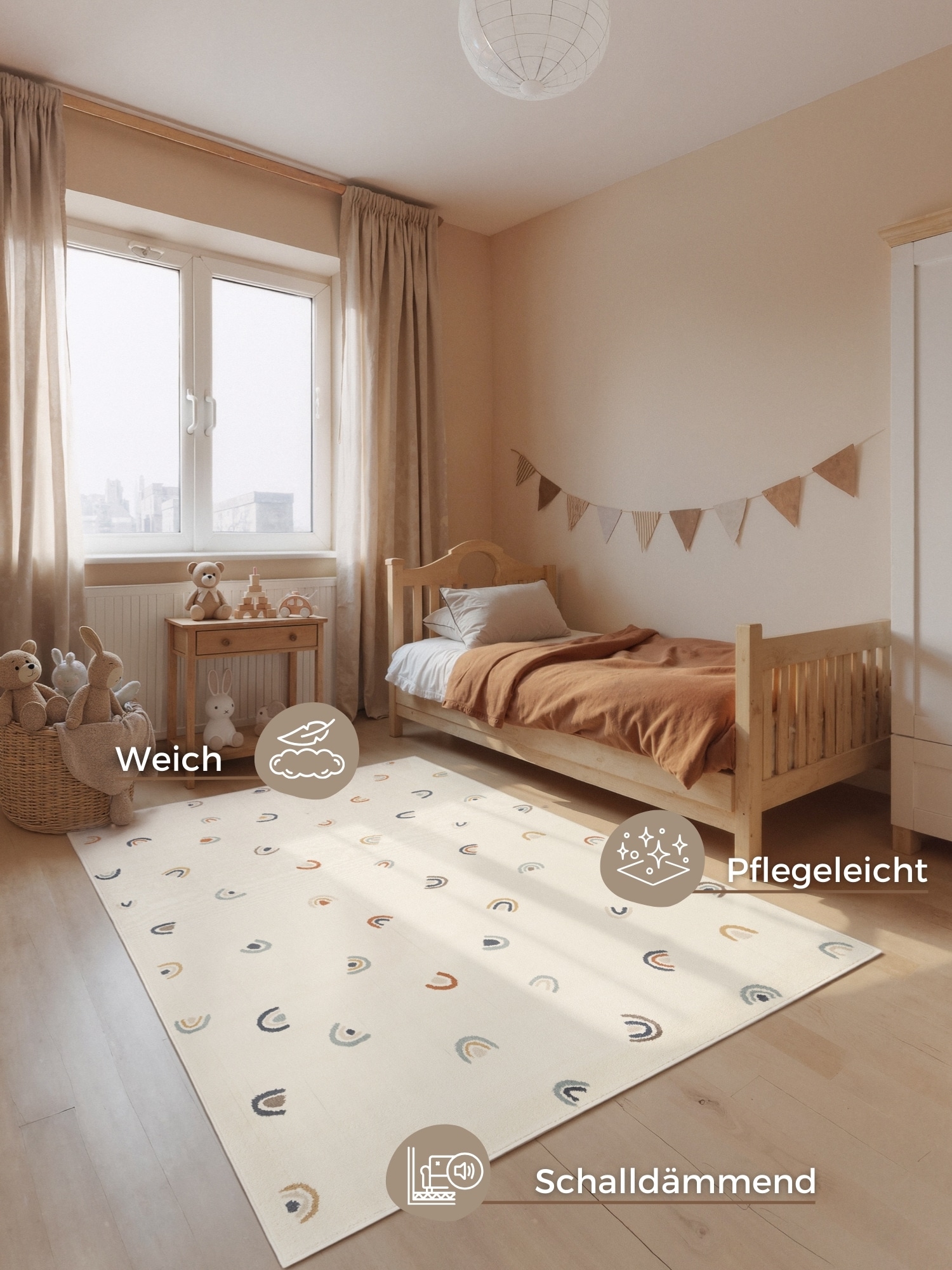 HANSE Home Kinderteppich »Ravi« rechteckig 10 mm Höhe Pflegeleicht, Weich, Kinderzimmer, Spielteppich, Spielunterlage