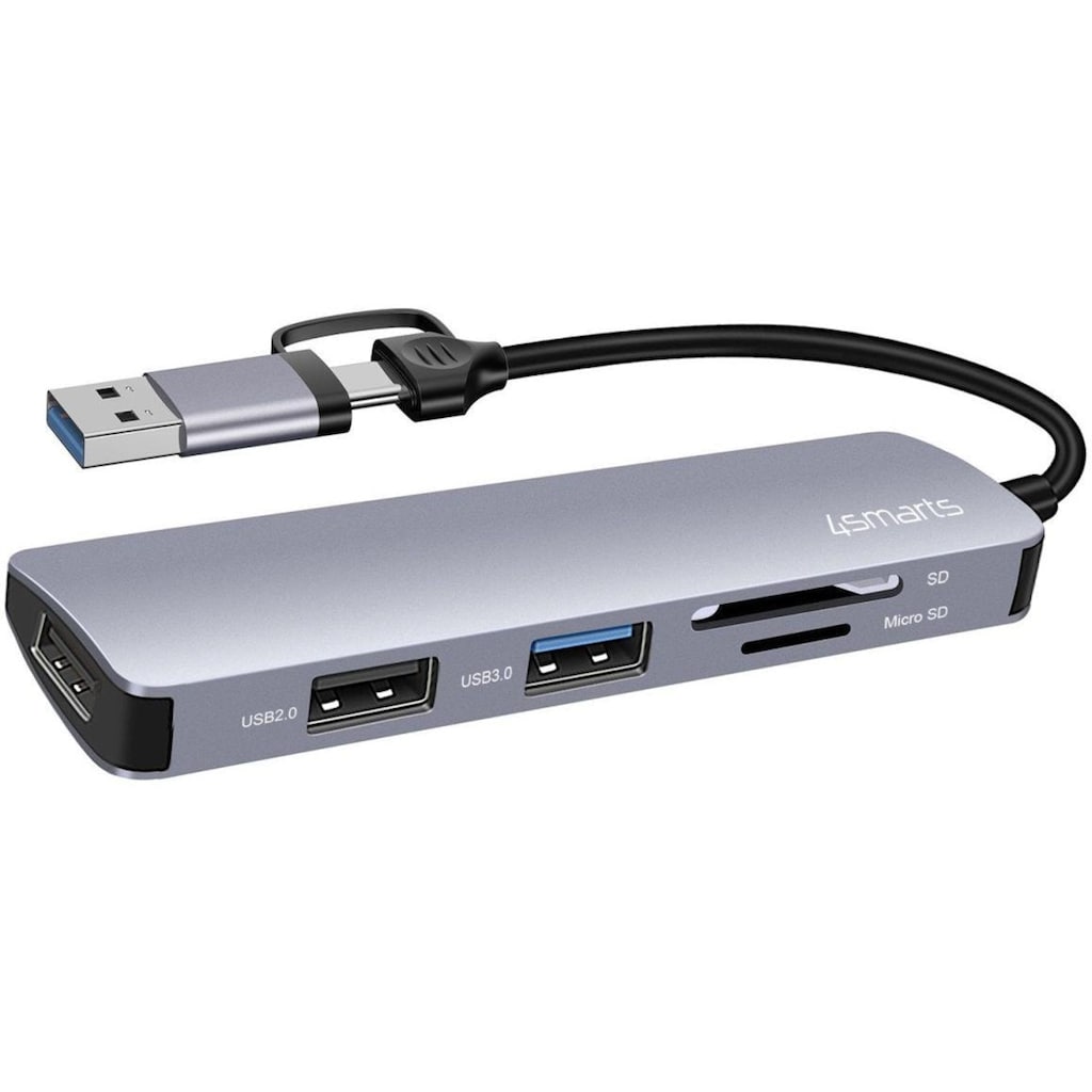 4smarts USB-Adapter »5in1 Universal Multiport Hub USB-A/USB-C«
