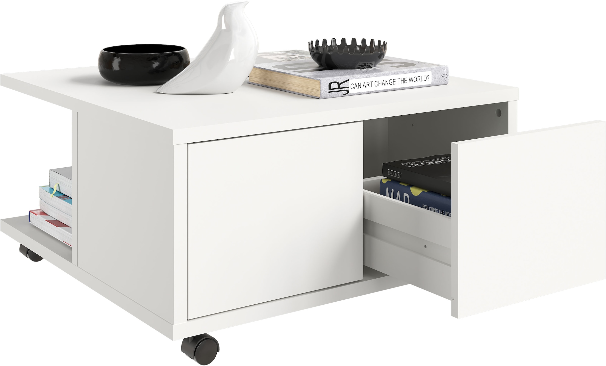 FMD Couchtisch »Twin«, mit Schubladen, bietet Stauraum, mit Rollen, Breite: 70 cm