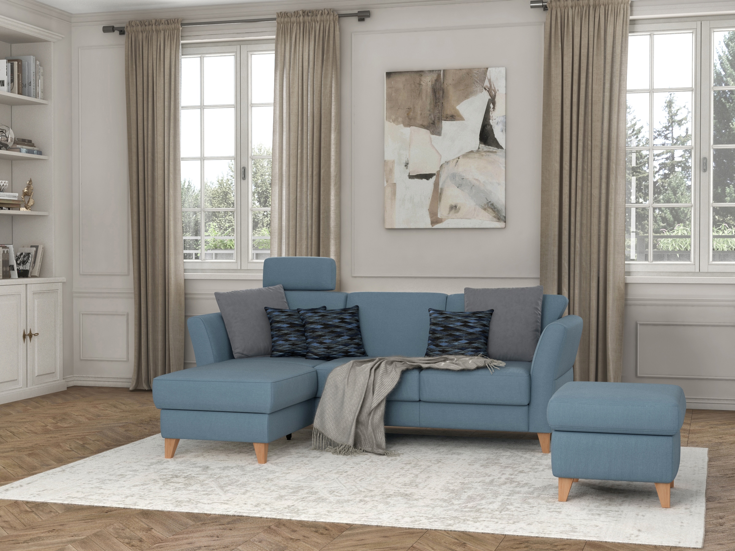 sit&more Ecksofa »Visby L-Form«, Wahlweise mit Bettfunktion und Bettkasten, frei im Raum stellbar