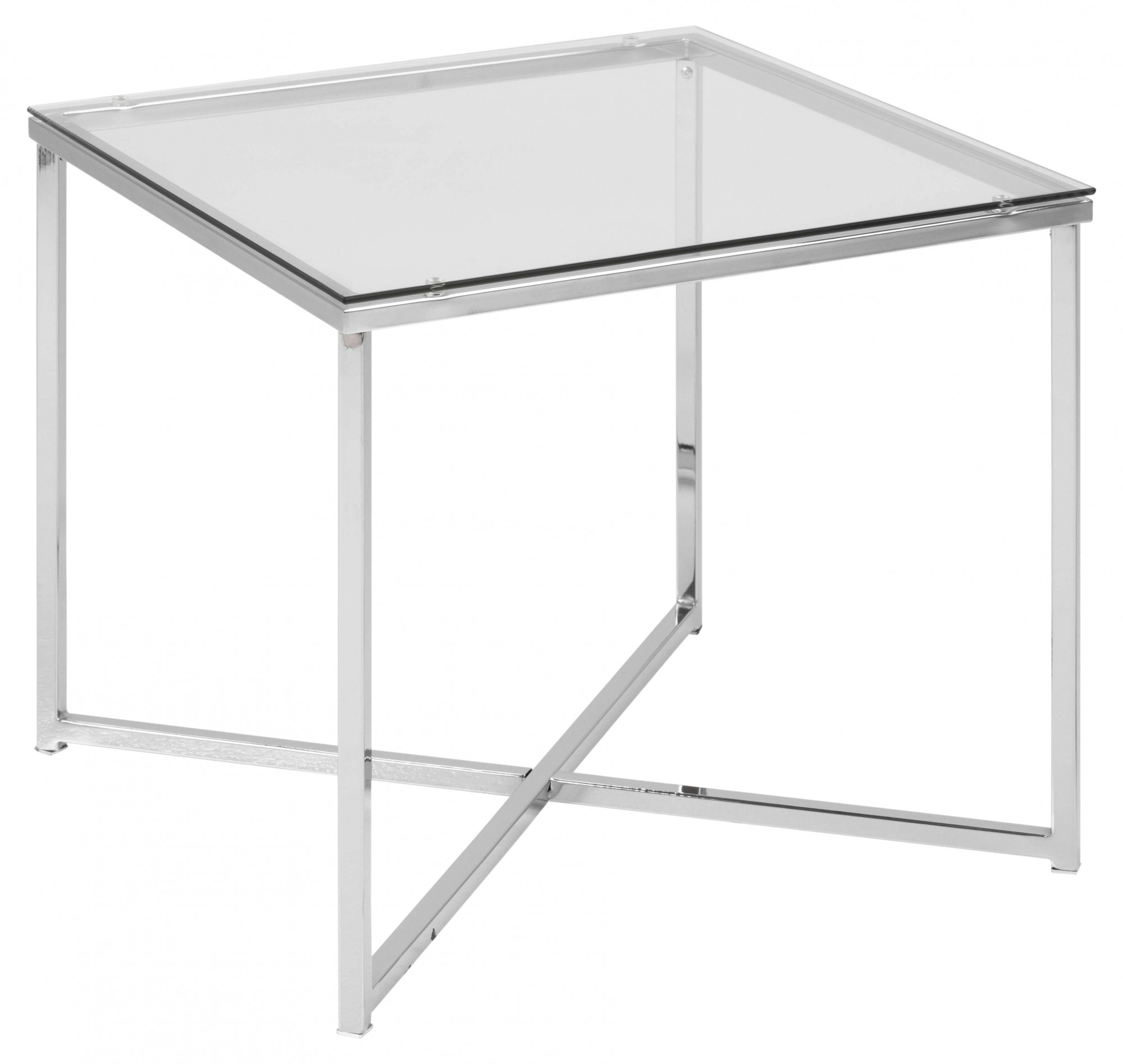 Image of ACTONA GROUP Couchtisch "Cross" Beistelltisch, gehärtetem Klarglas, Stahlgestell, B: 50 cm