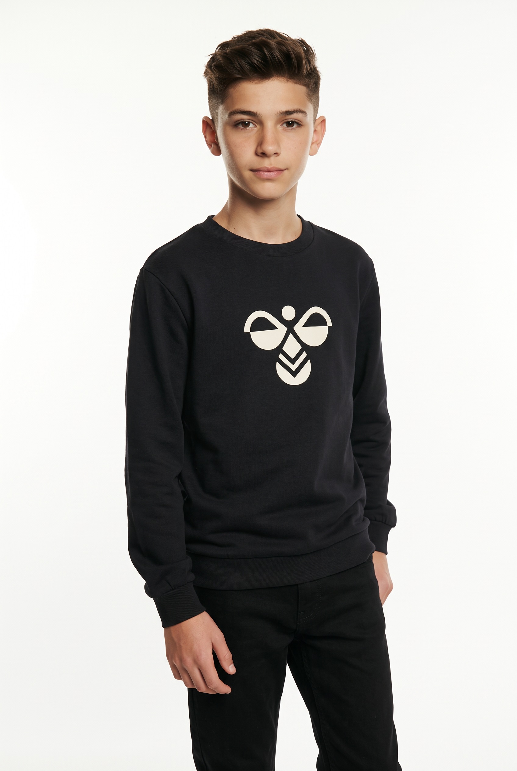 Image of hummel Sweatshirt "HMLJR REG TUKAS SWEATSHIRT", sportlicher Stil, mit Logo-Druck und seitlichen Winkeln