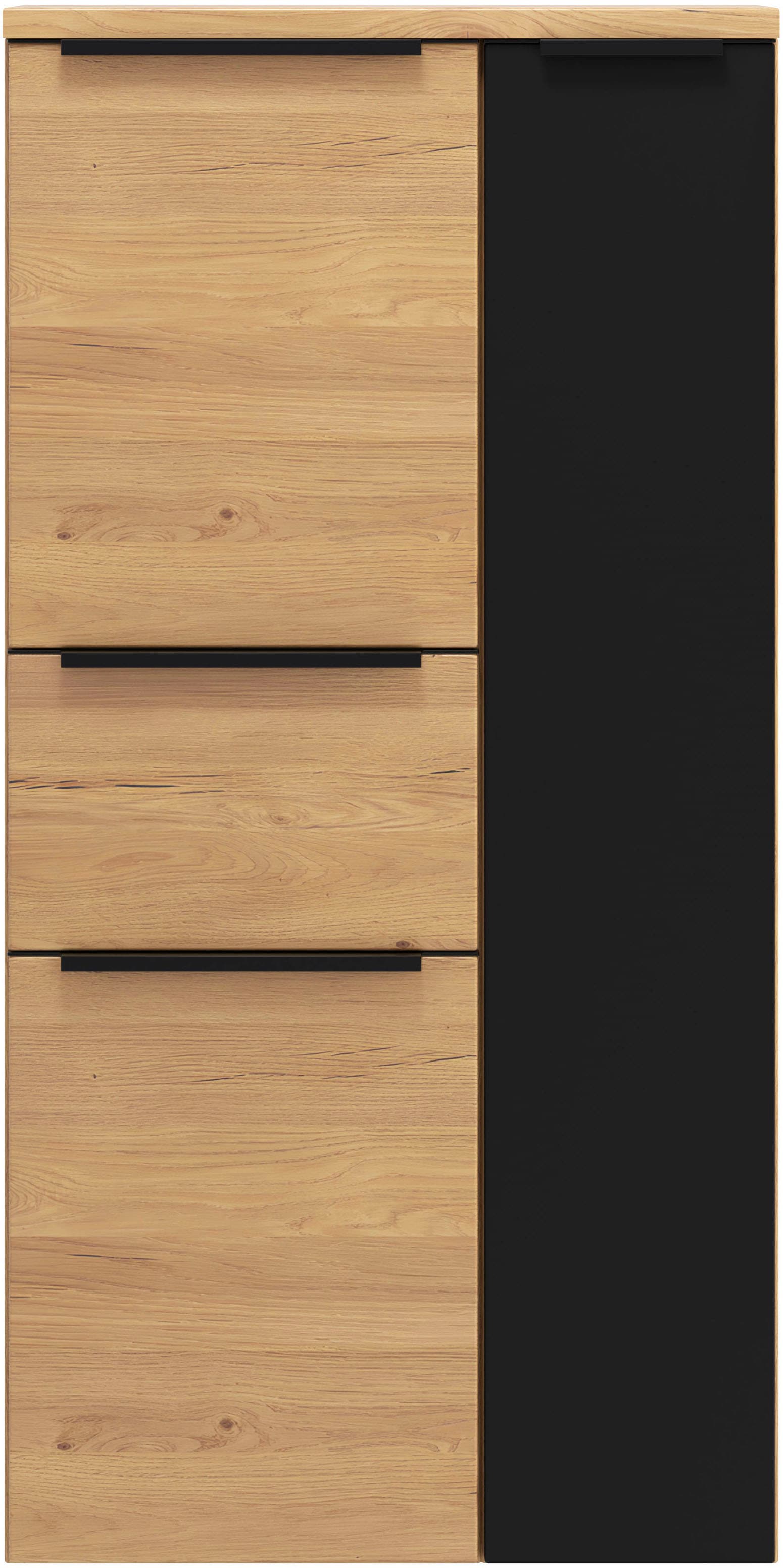 welltime Armoire intermédiaire »MAILAND, Softclose-Auszug, gedämpfte Scharniere, hochwertiges MDF« Dimensions (L/H/P) env. 65/130/35 cm,  chêne sauvage, charnières amorties et tiroir à fermeture douce