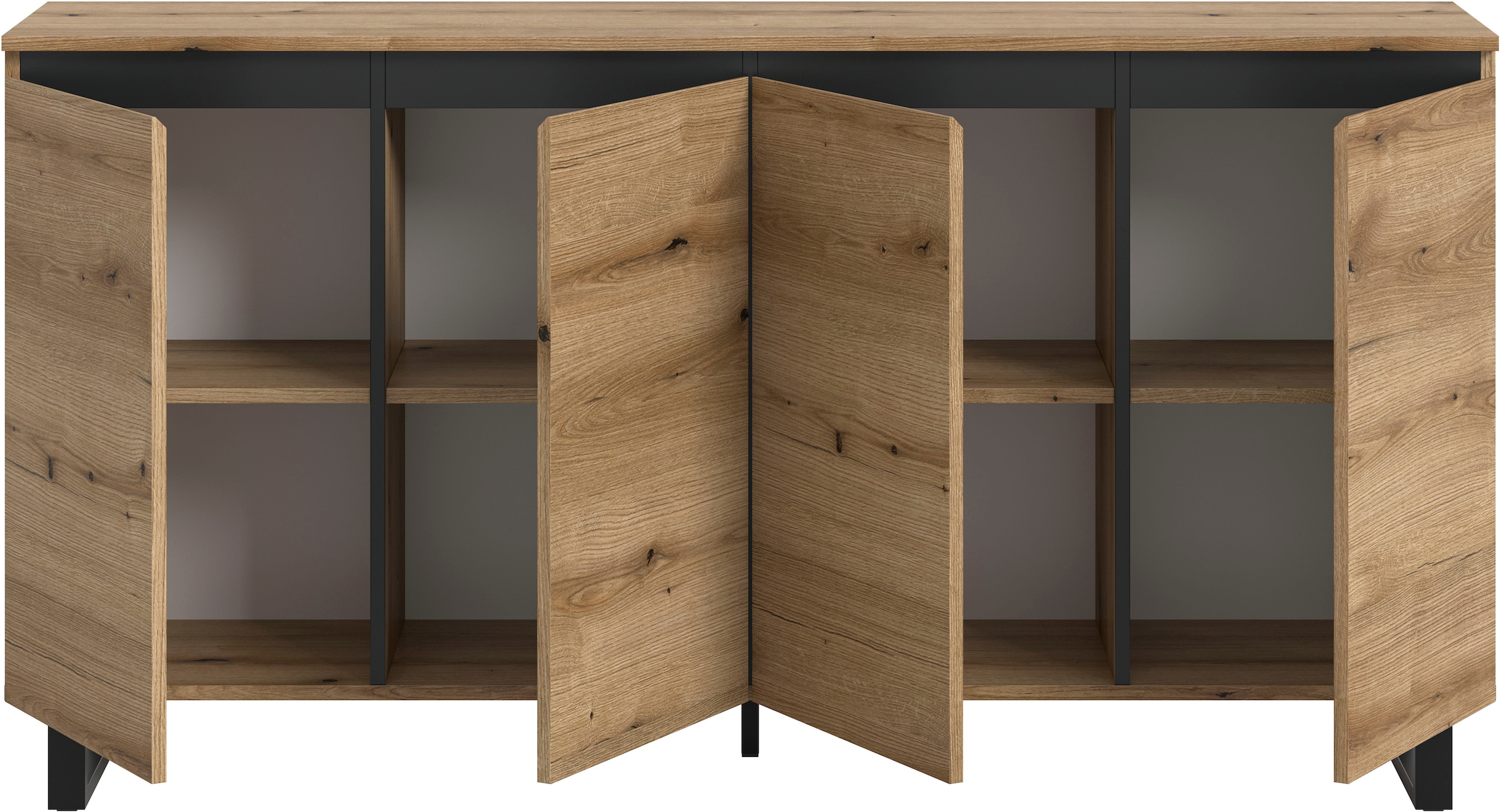 Home affaire Sideboard »TOMA, Breite: 160 cm, mit Metall-Kufen-Fuss, 4 Türen, 4 Einlegeböden« Anrichte, Kommode, Schrank, Board, Higboard