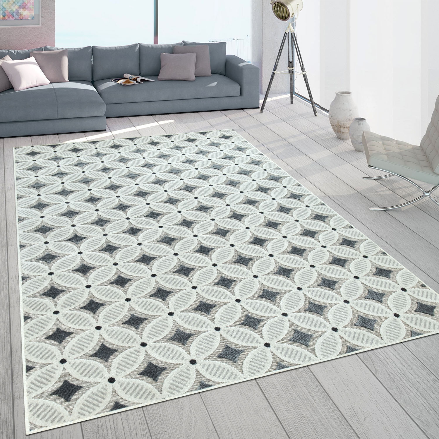 Paco Home Teppich »Charleroi 493«, rechteckig, 3 mm Höhe, 3D-Retro Design, In- und Outdoor geeignet