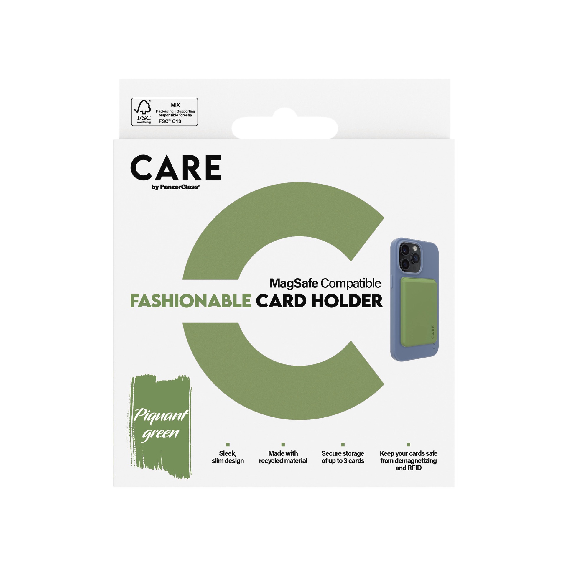 CARE by PanzerGlass Etui »Fashionable Card Holder mit MagSafe für Apple iPhone« iPhone 12 | iPhone 13 | iPhone 14 Kartenhalter, Schutzhülle, MagSafe Case, Schutzcase, stossfest